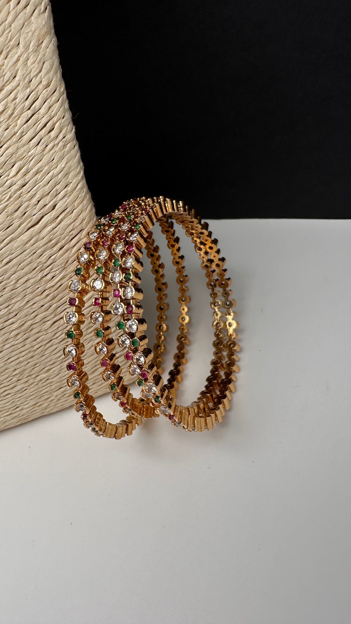 Matte Multi Color Stones Set of 4 Bangles - 2.8