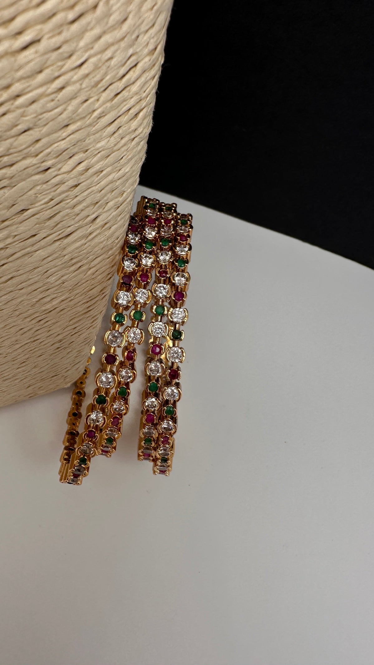 Matte Multi Color Stones Set of 4 Bangles - 2.8