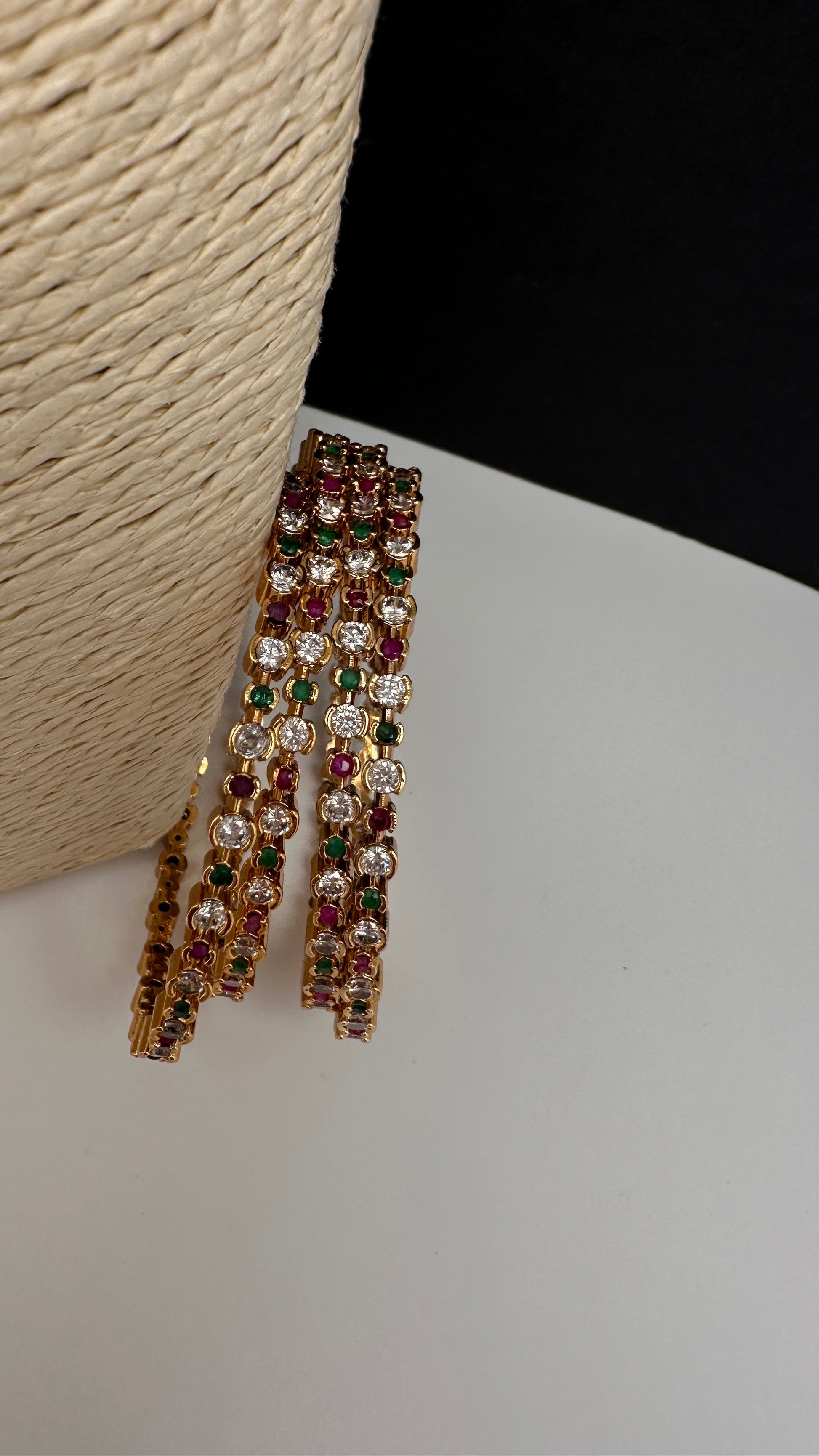 Matte Multi Color Stones Set of 4 Bangles - 2.8