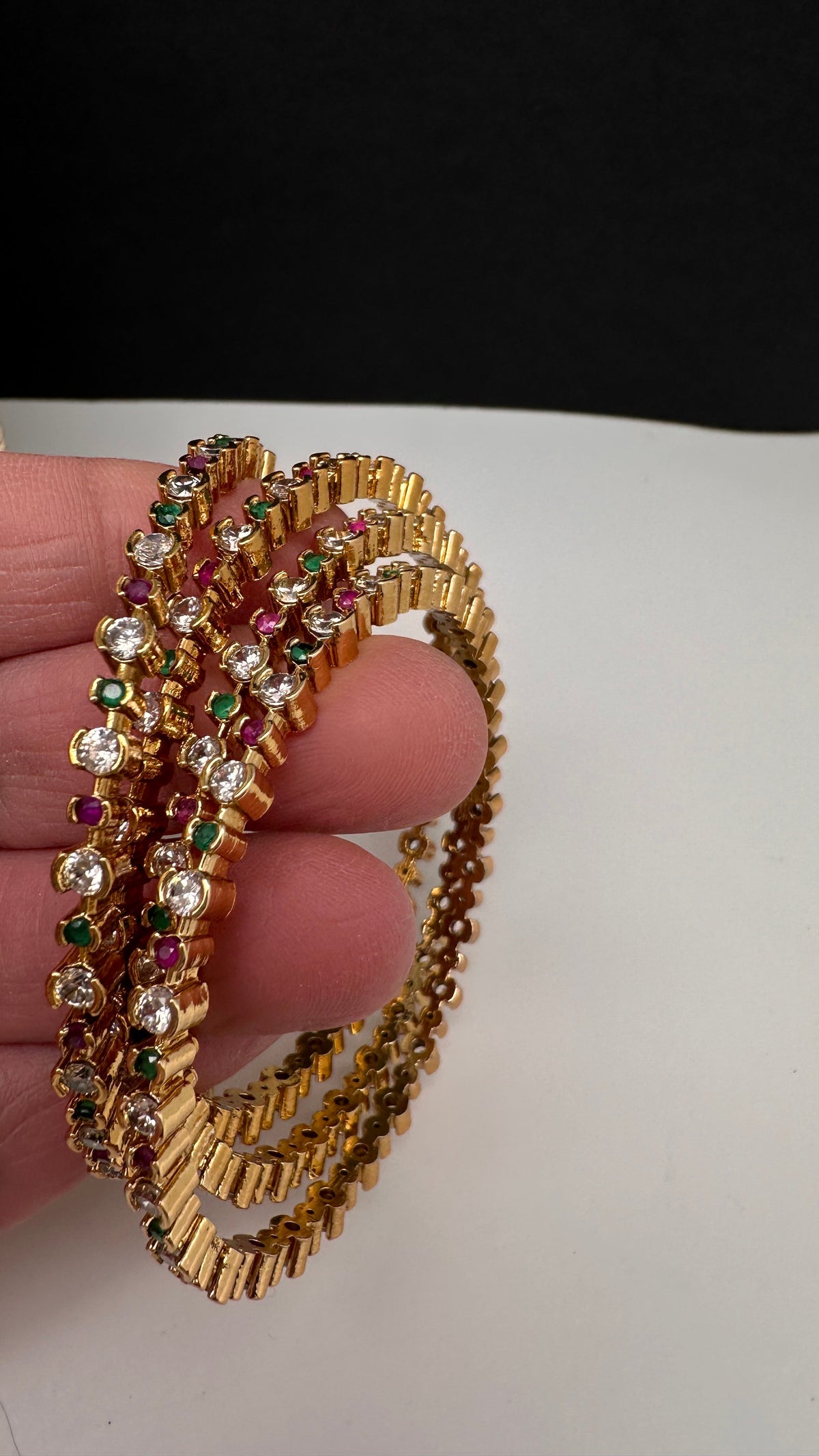 Matte Multi Color Stones Set of 4 Bangles - 2.8