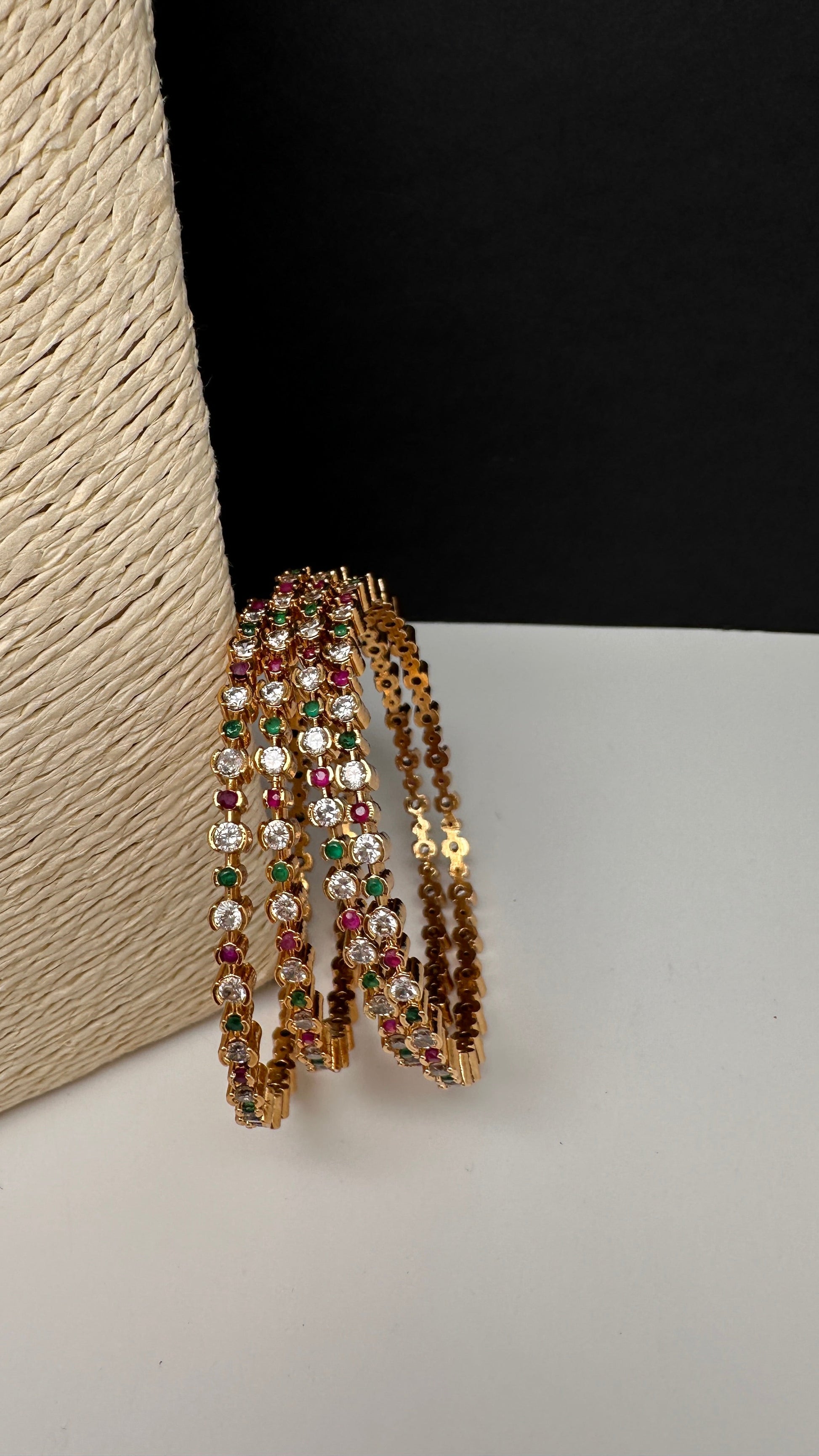 Matte Multi Color Stones Set of 4 Bangles - 2.8