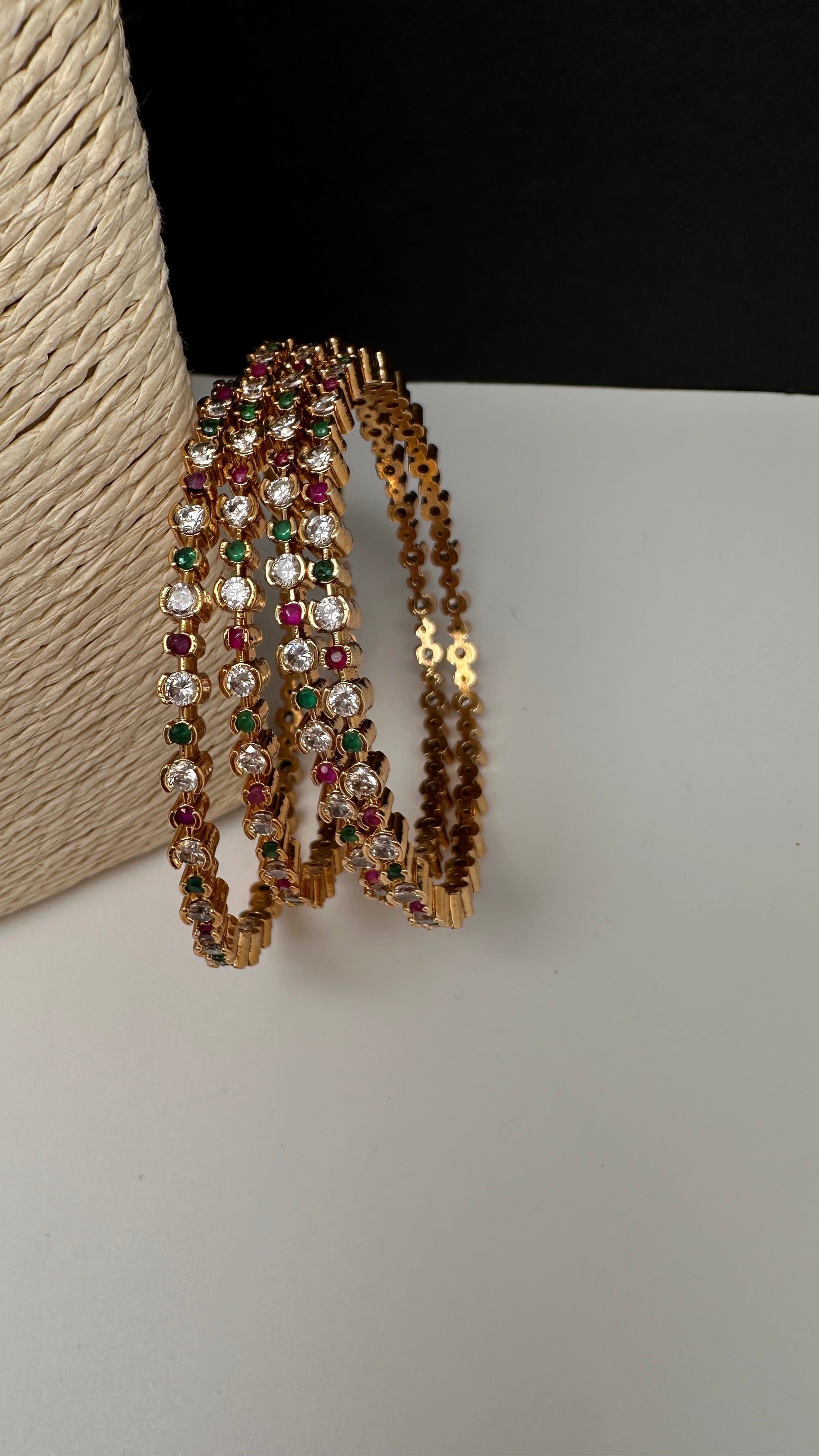 Matte Multi Color Stones Set of 4 Bangles - 2.8