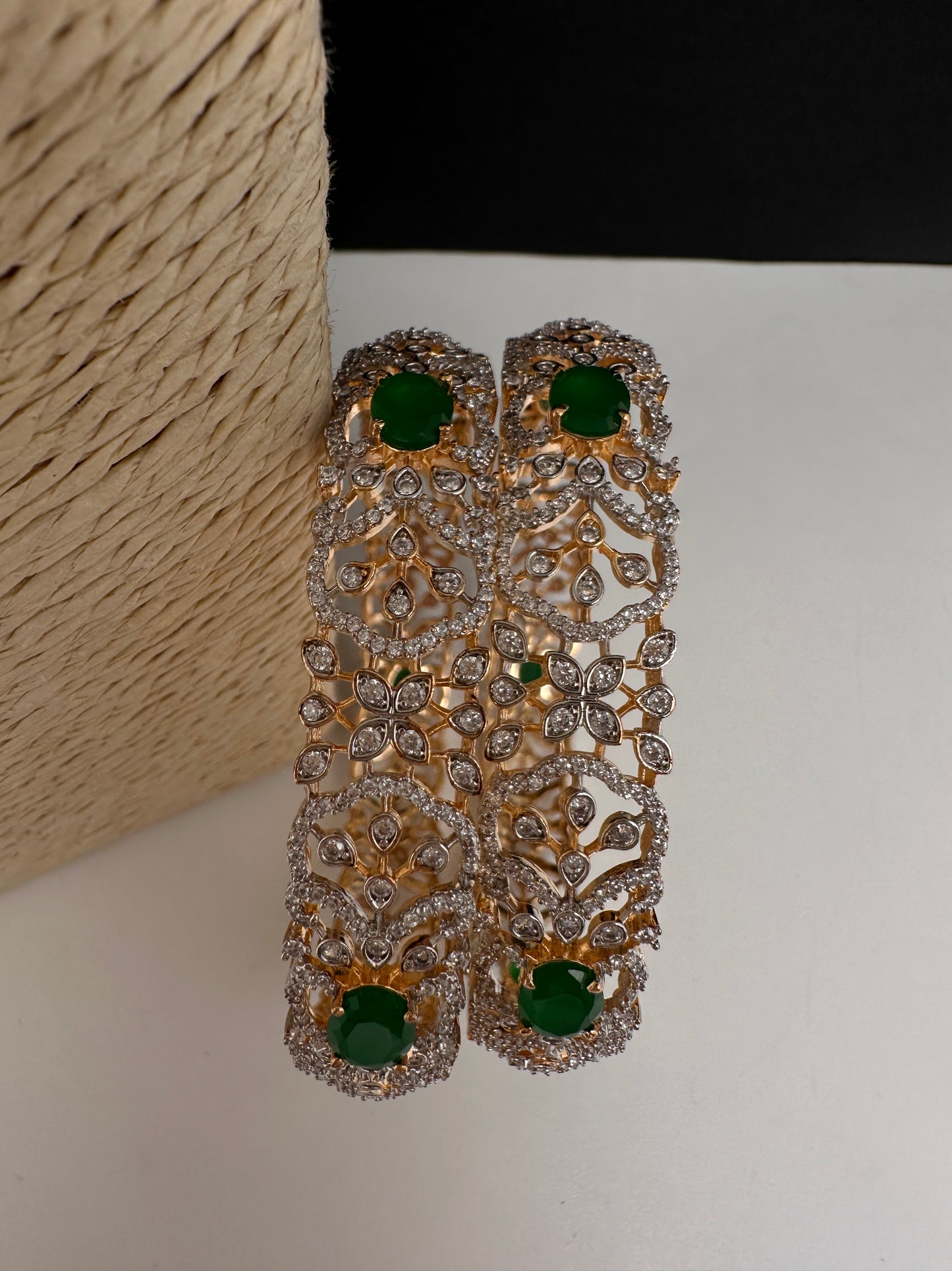 AD Emerald Kada Bangles - 2.8