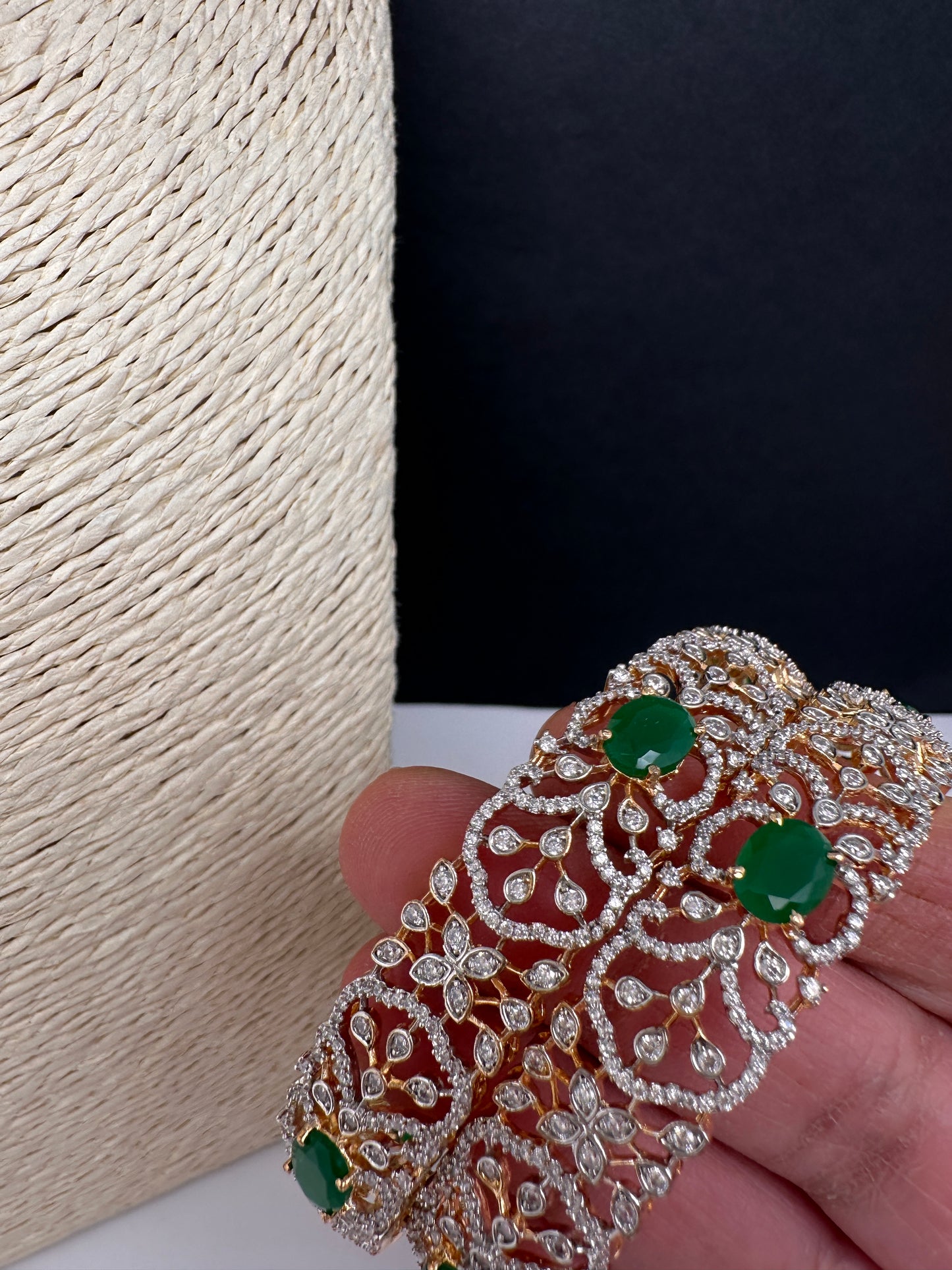 AD Emerald Kada Bangles - 2.8