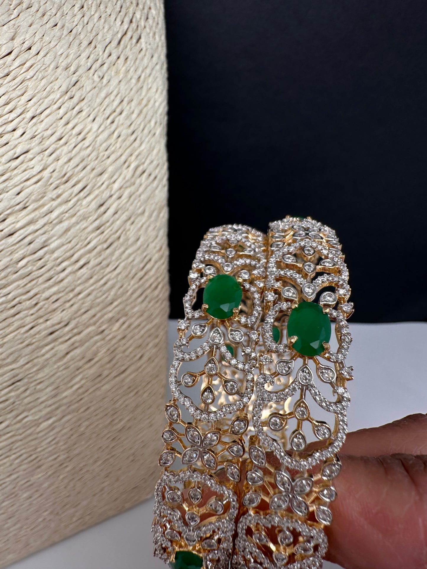 AD Emerald Kada Bangles - 2.8