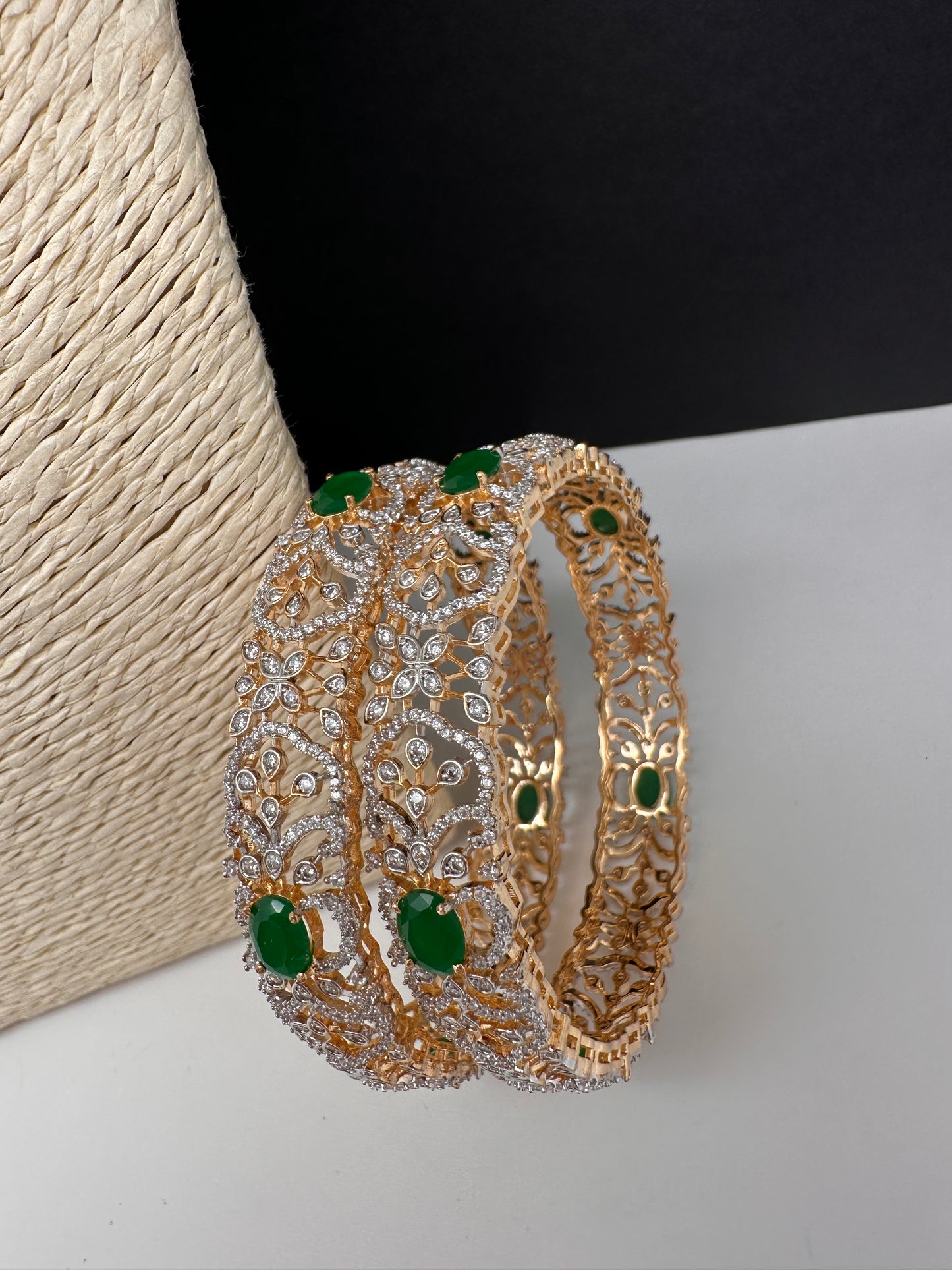 AD Emerald Kada Bangles - 2.8