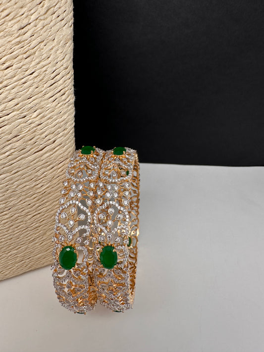 AD Emerald Kada Bangles - 2.8