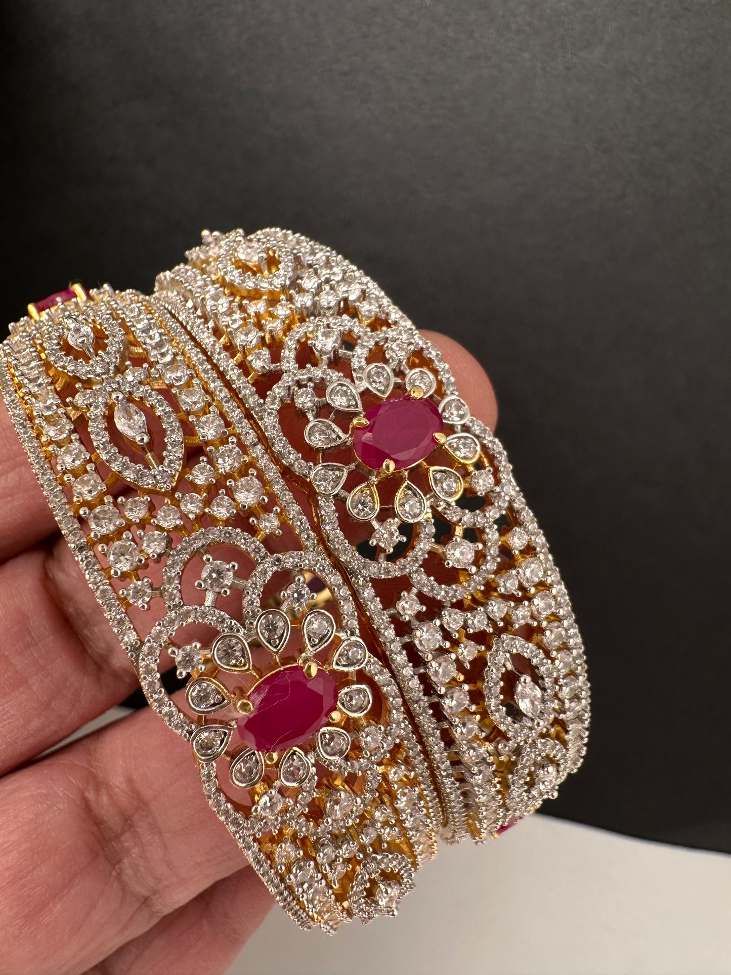 AD Ruby Diamond Bangles - 2.8