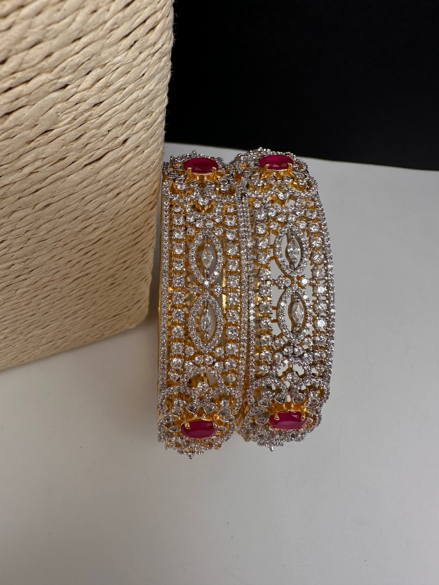 AD Ruby Diamond Bangles - 2.8