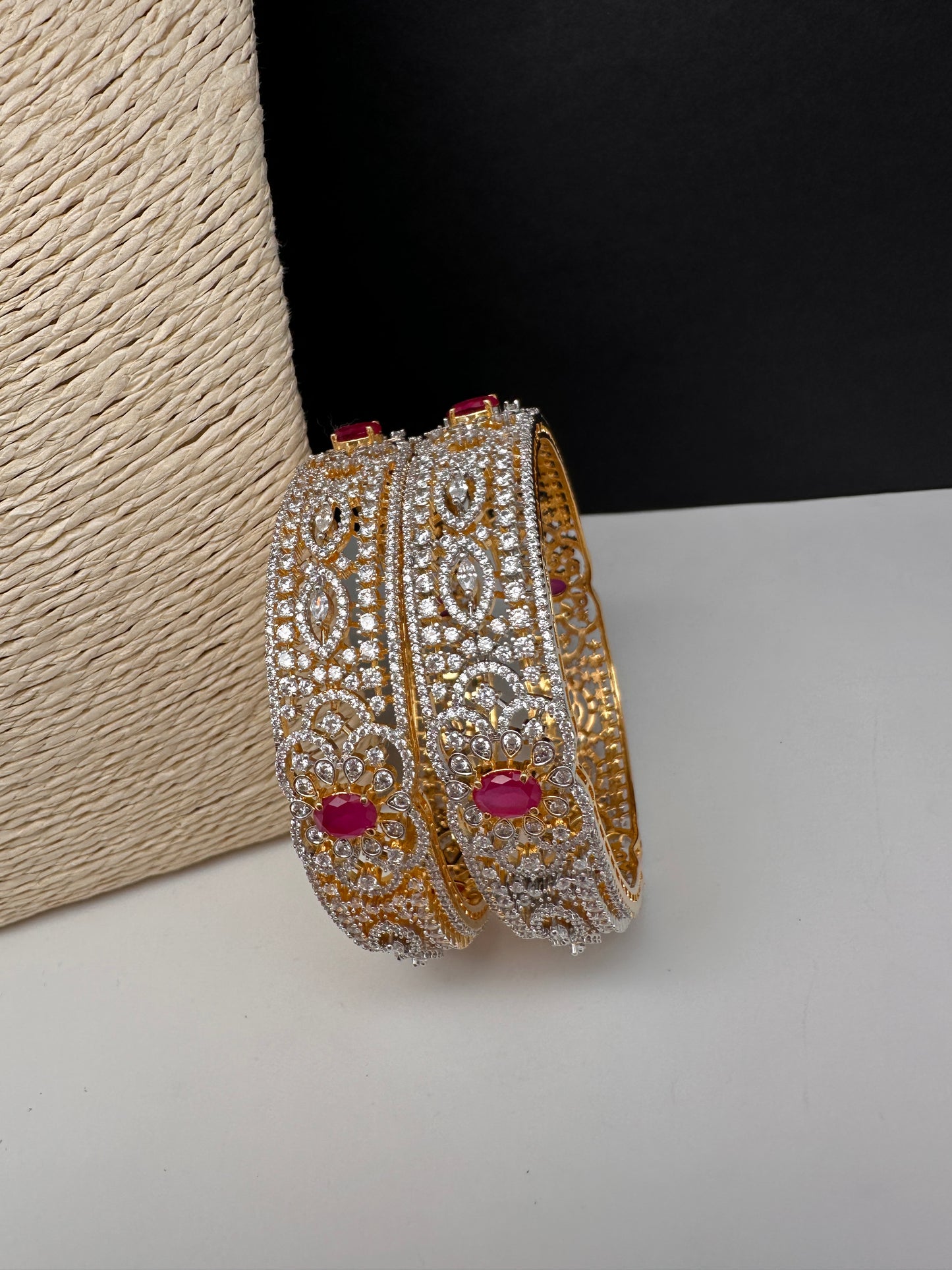 AD Ruby Diamond Bangles - 2.8