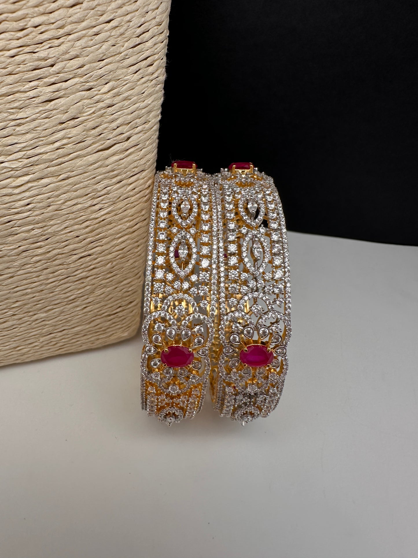 AD Ruby Diamond Bangles - 2.8