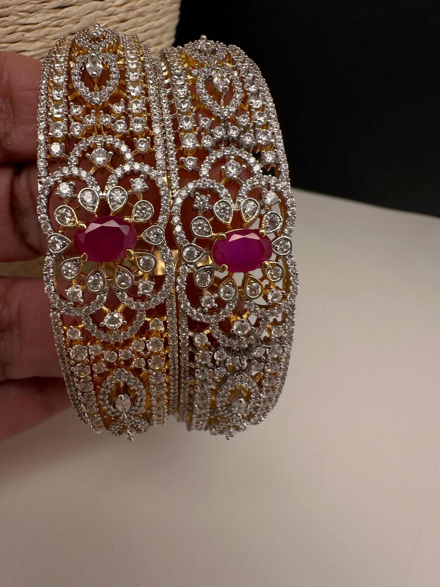 AD Ruby Diamond Bangles - 2.8