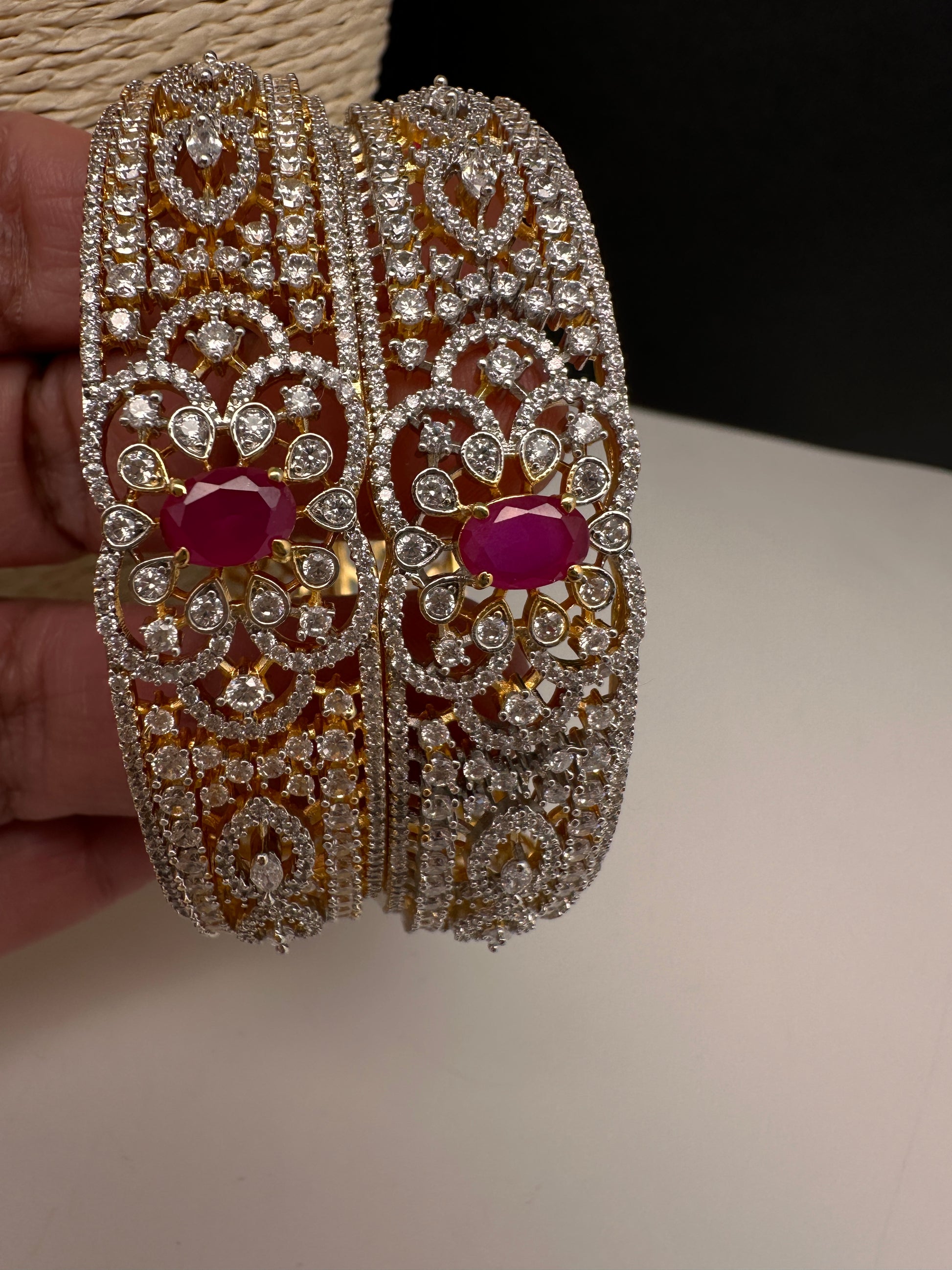 AD Ruby Diamond Bangles - 2.8