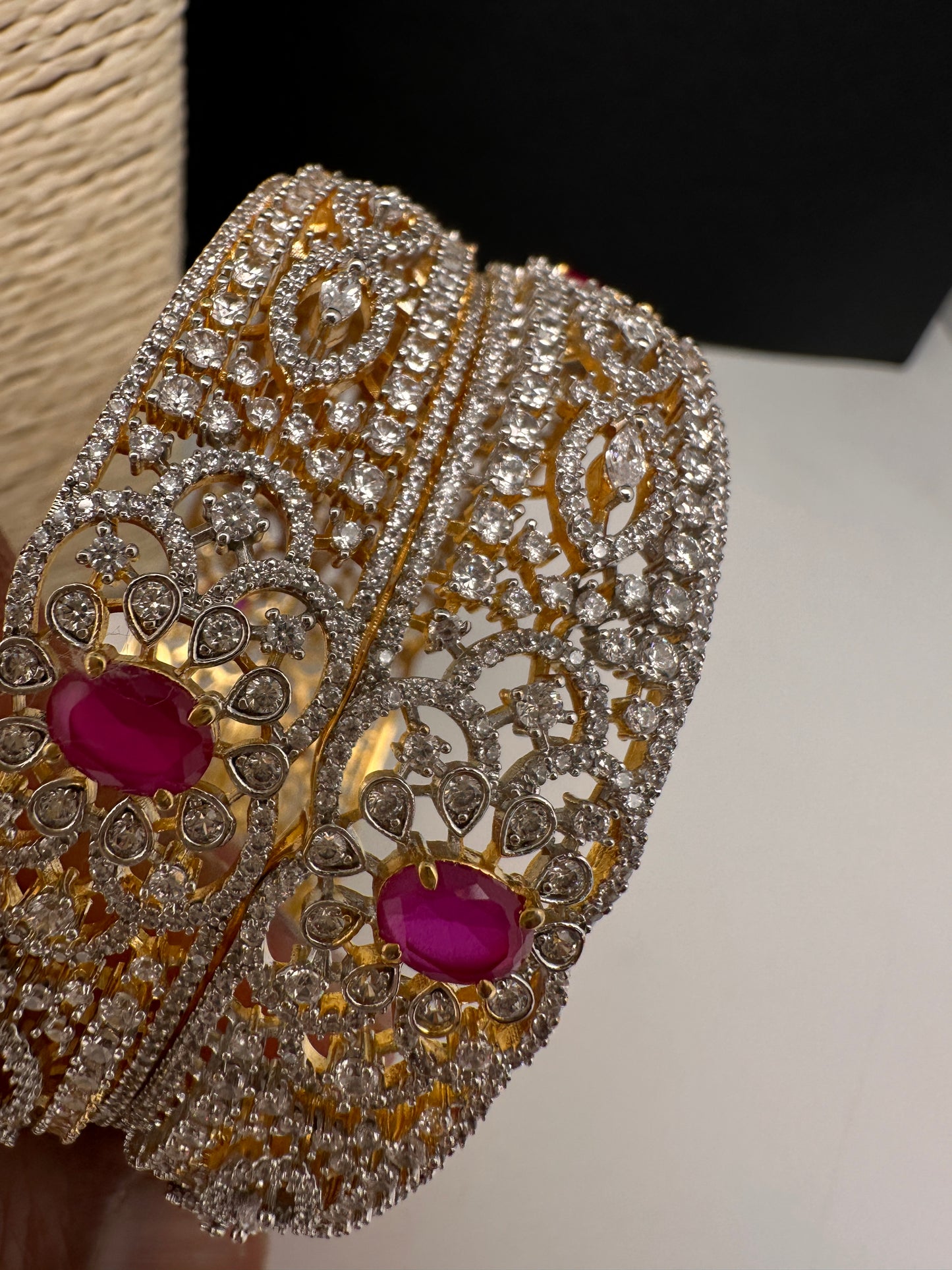 AD Ruby Diamond Bangles - 2.8