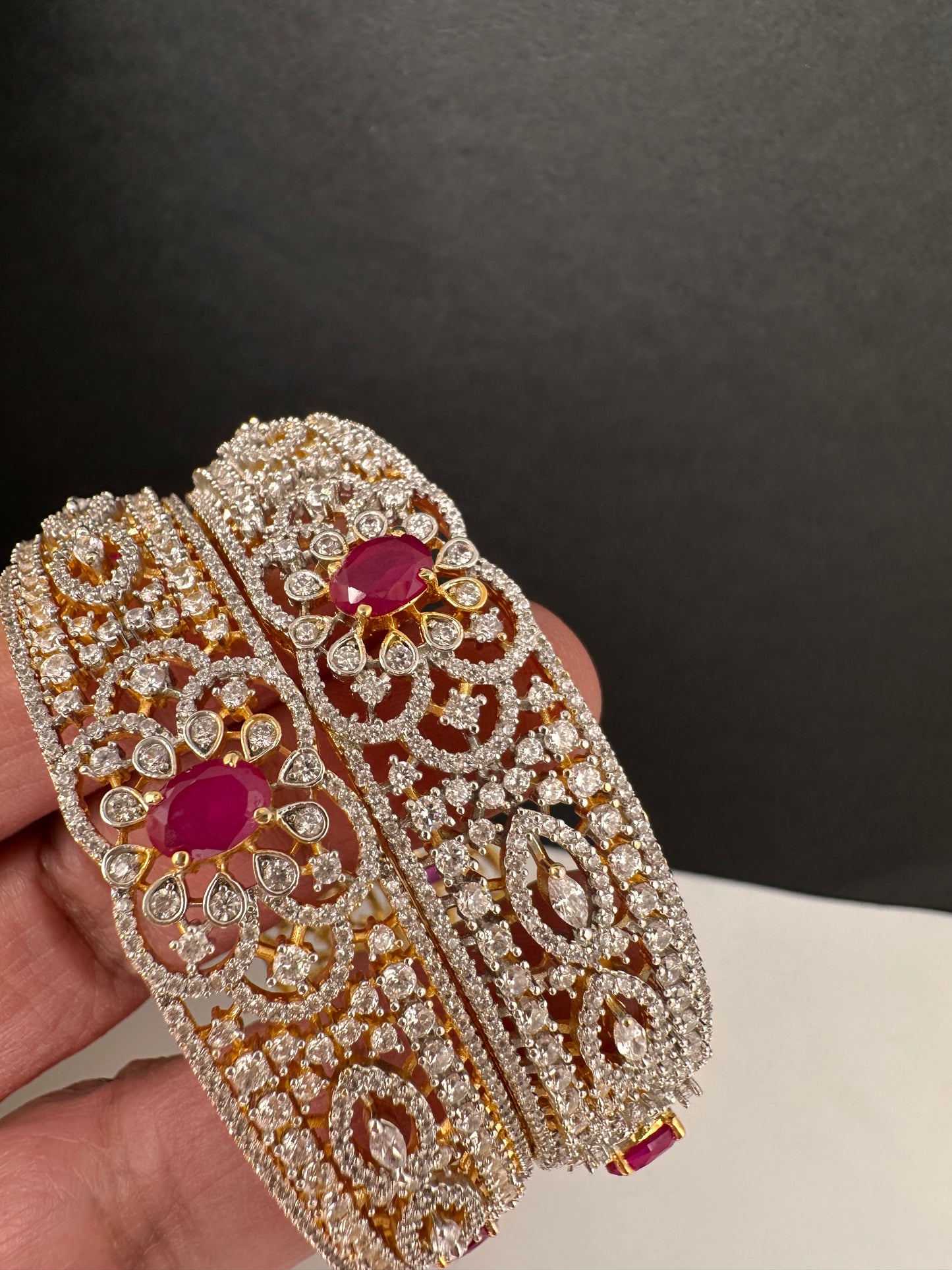 AD Ruby Diamond Bangles - 2.8