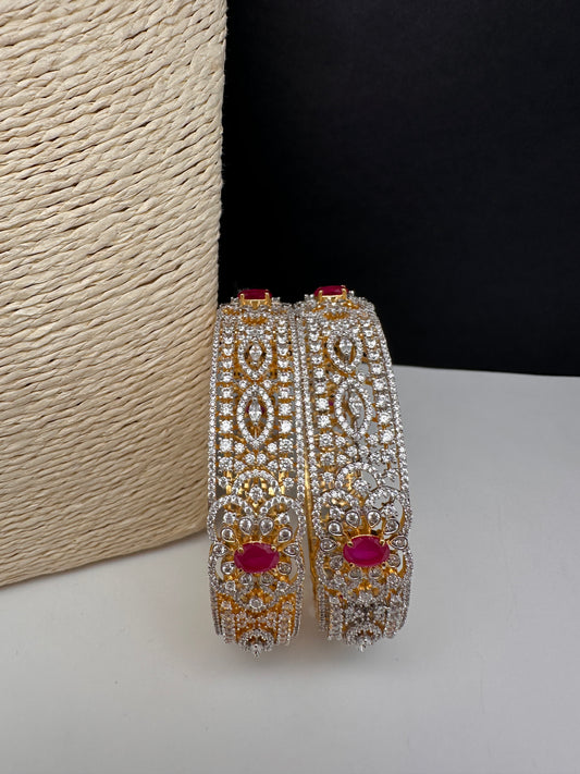 AD Ruby Diamond Bangles - 2.8