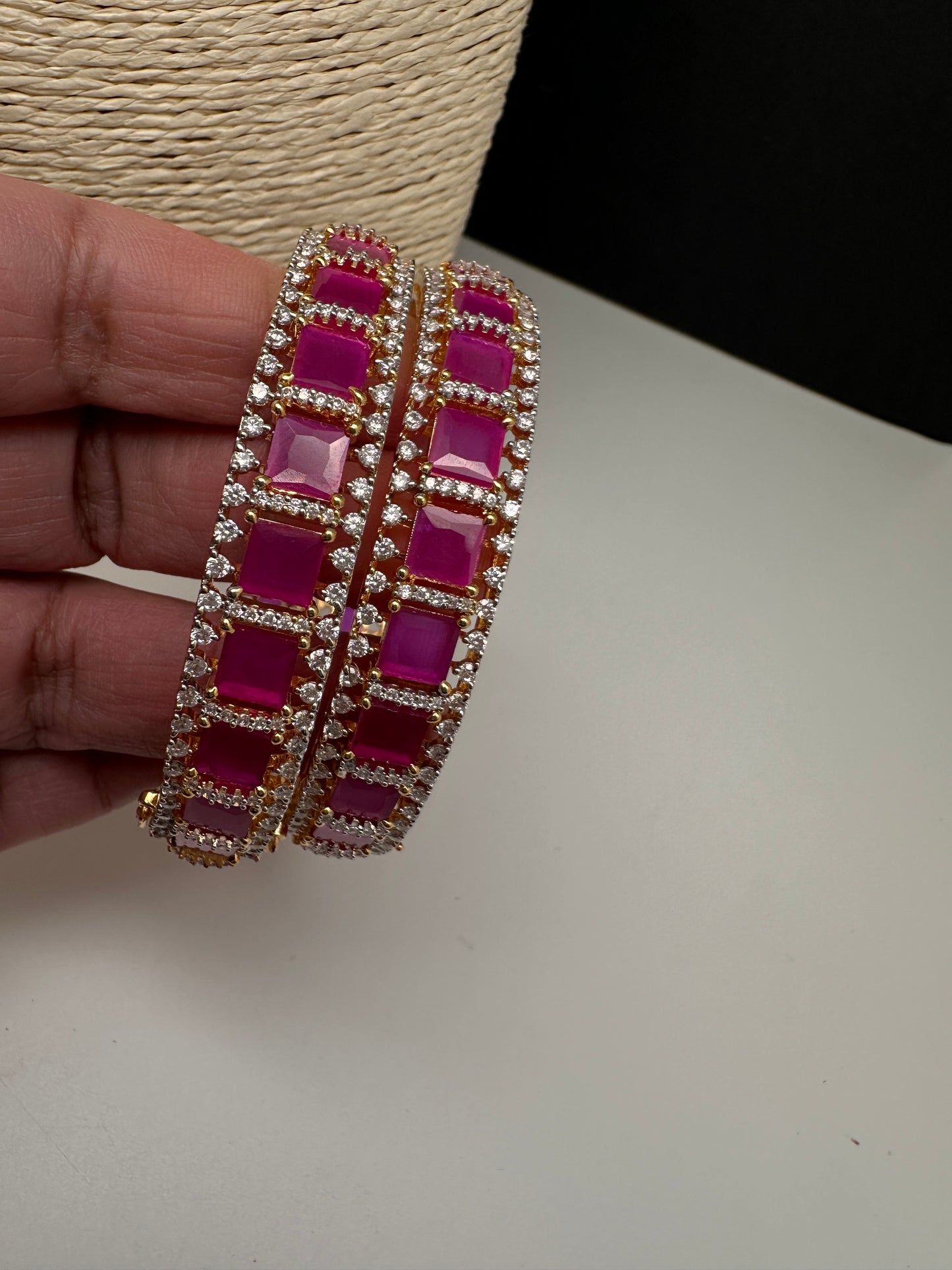 AD Ruby Openable Bangles - 2.10