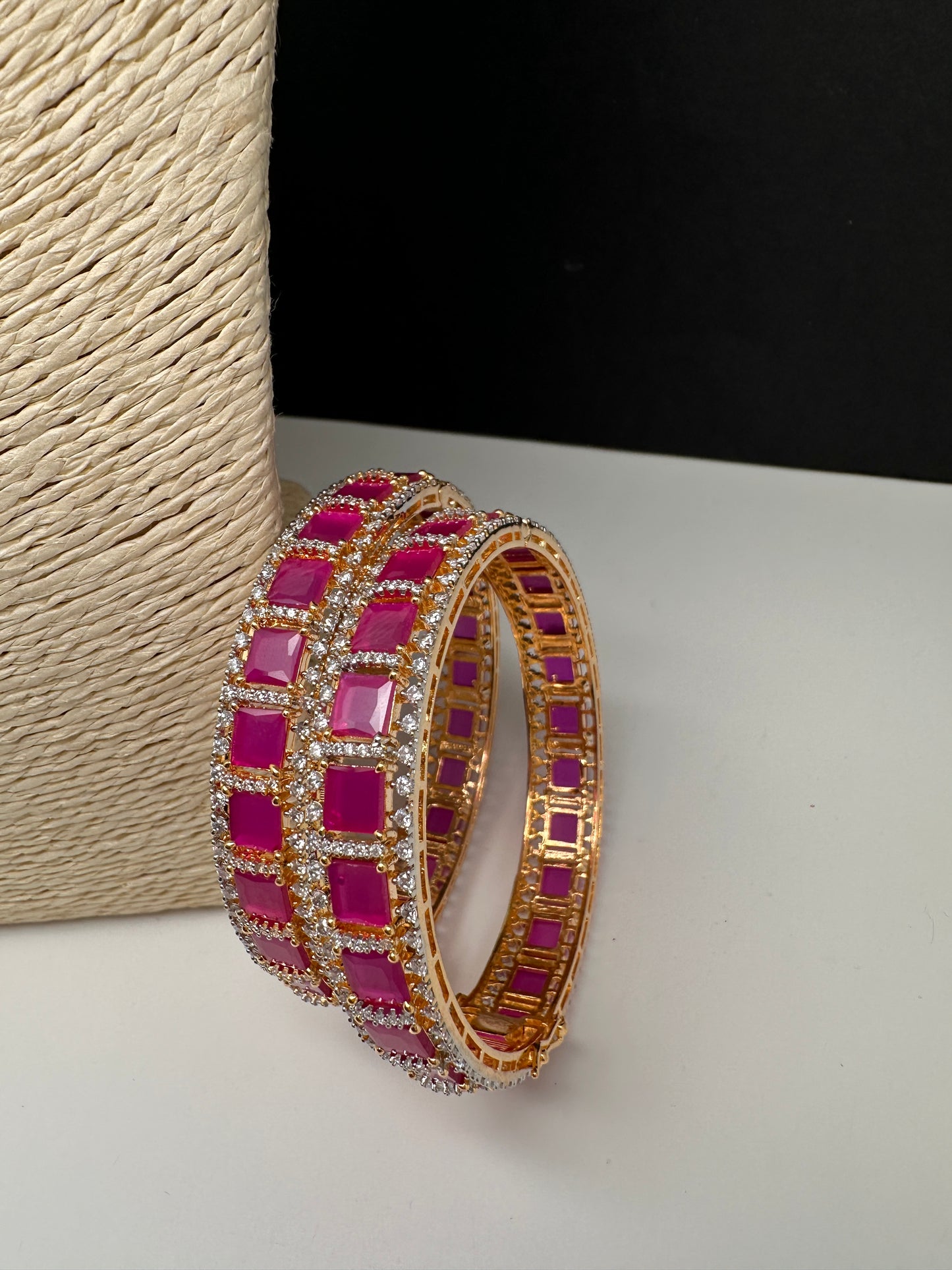 AD Ruby Openable Bangles - 2.10
