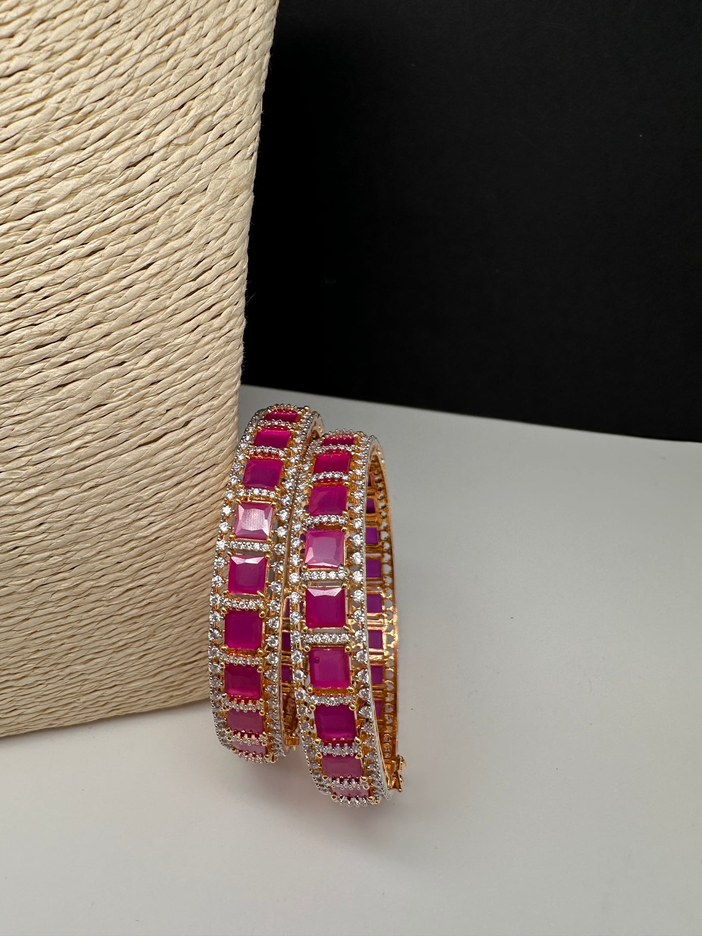 AD Ruby Openable Bangles - 2.10