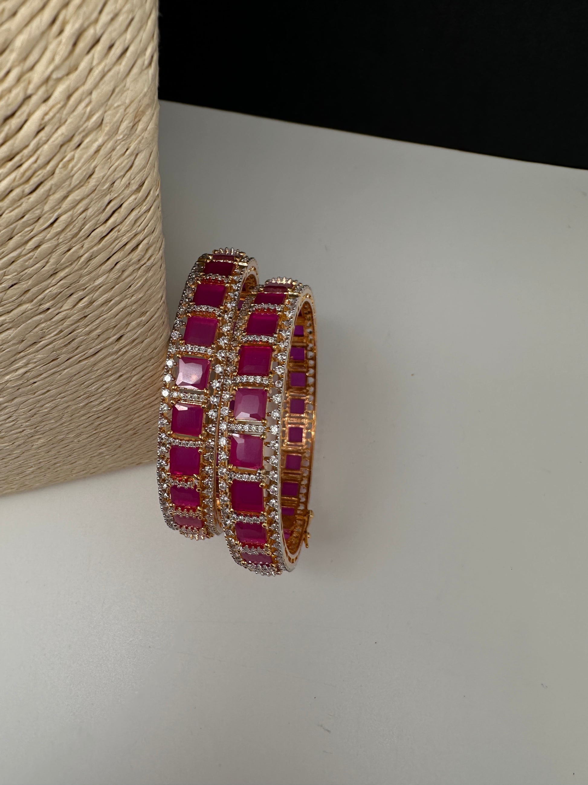 AD Ruby Openable Bangles - 2.10