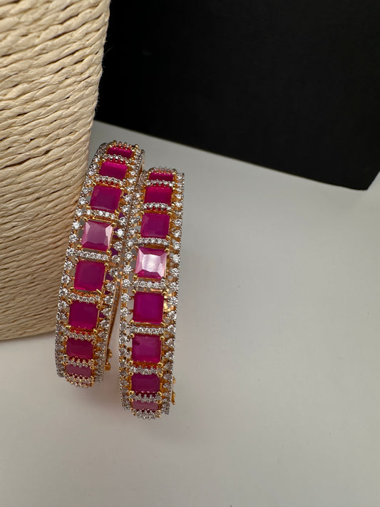AD Ruby Openable Bangles - 2.10