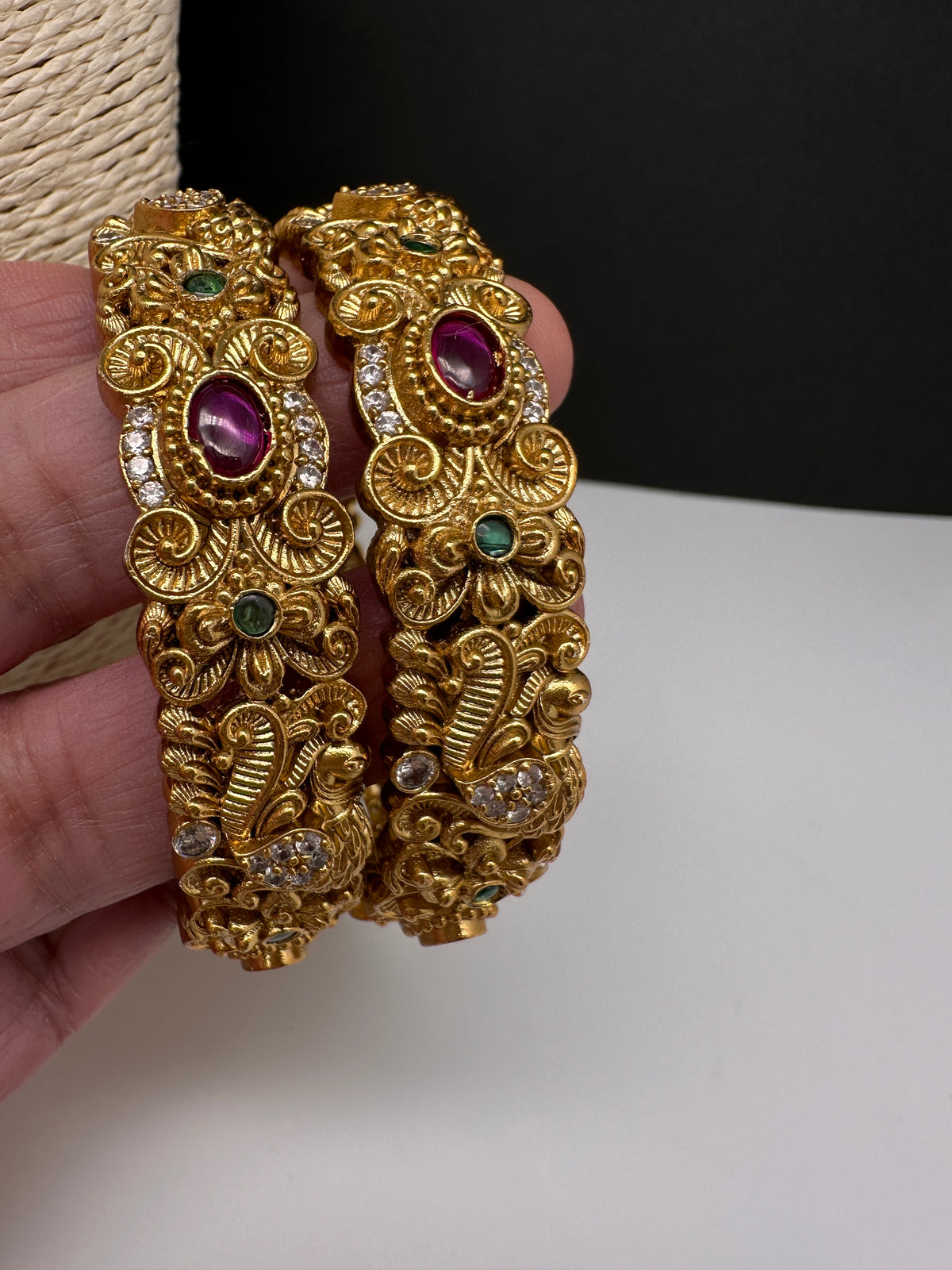 Matte Nakshi Kada Bangles - 2.8