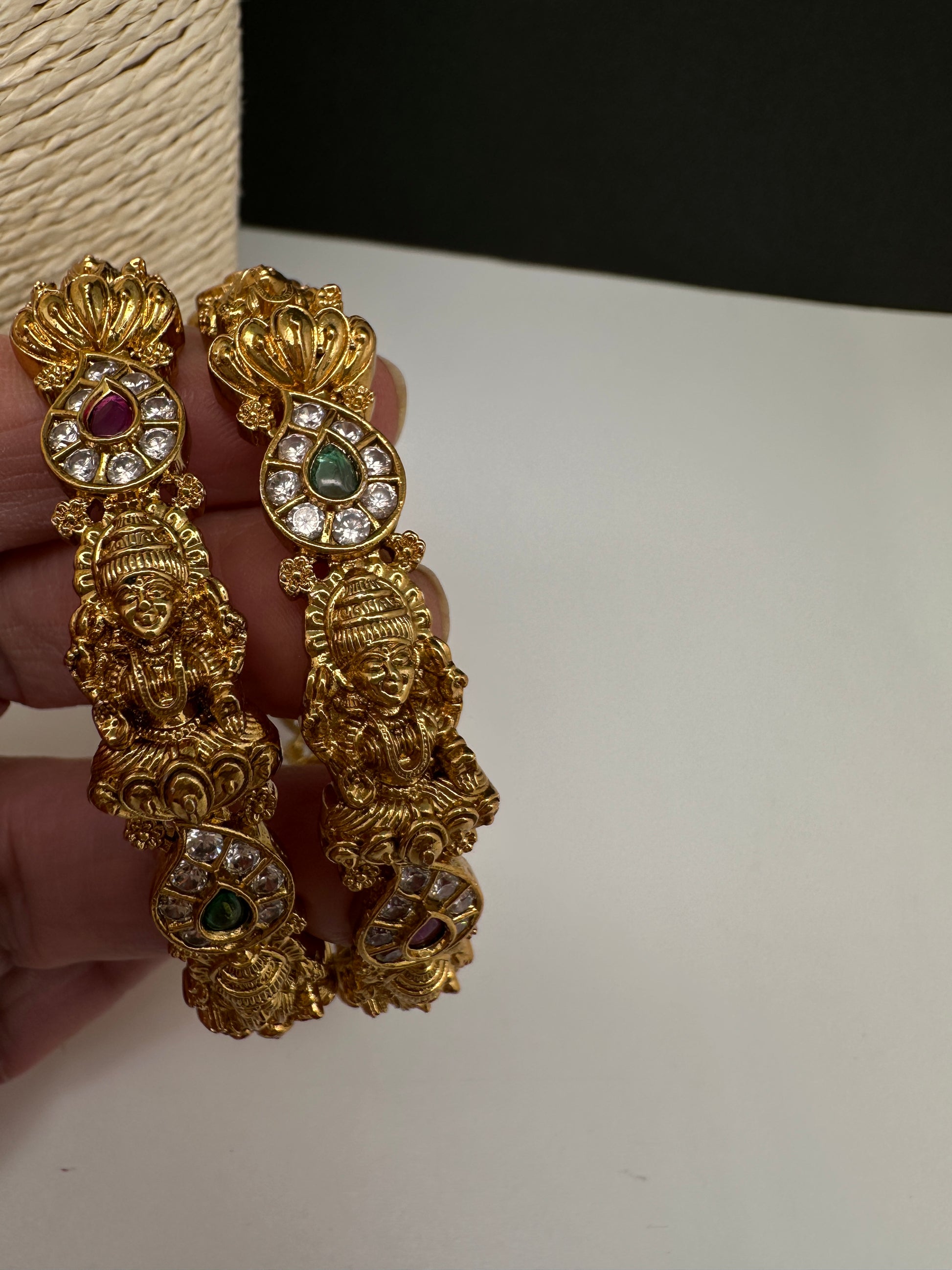 Matte Goddess Lakshmi  Kemp CZ Bangles - 2.8