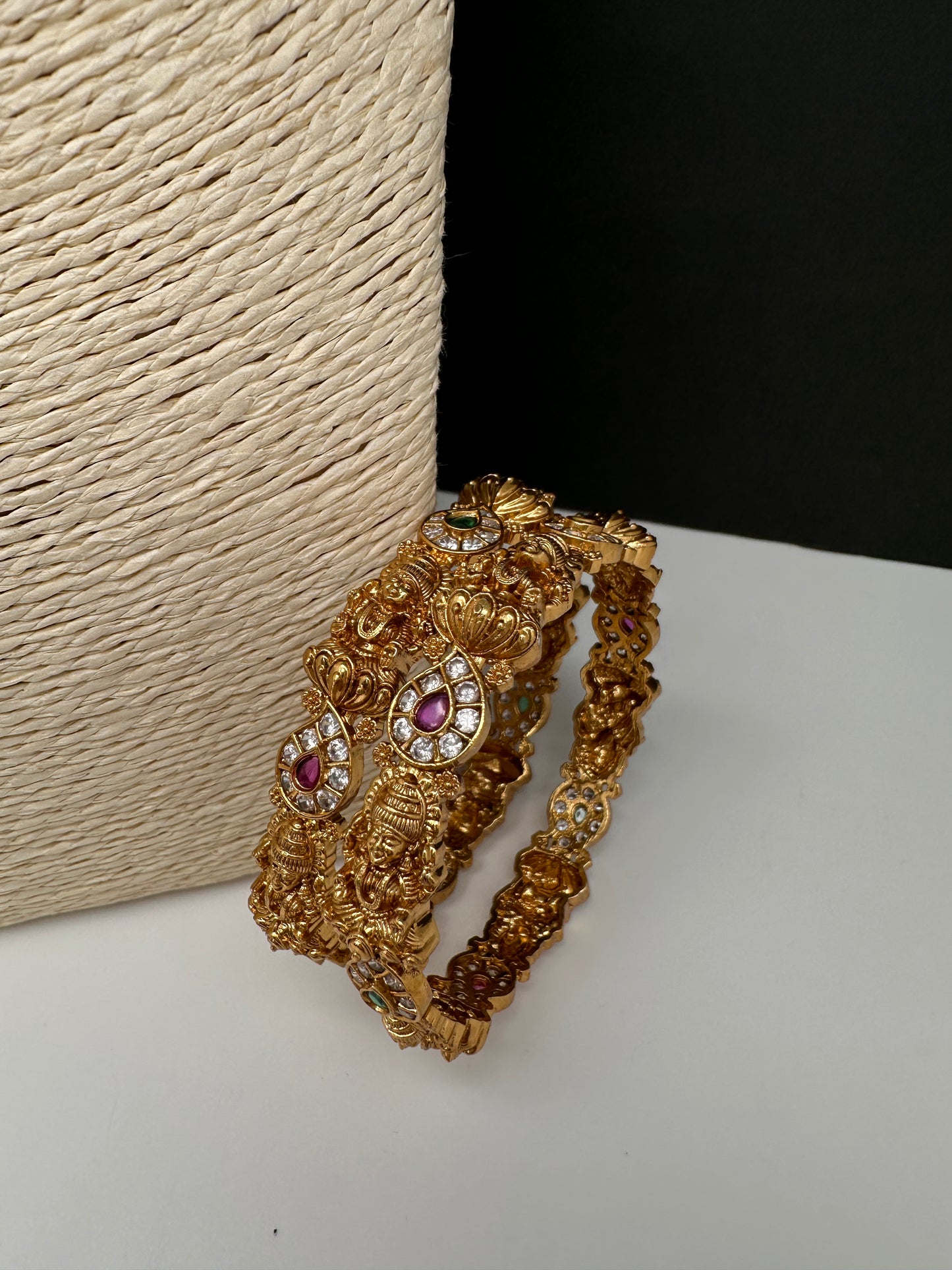 Matte Goddess Lakshmi  Kemp CZ Bangles - 2.8