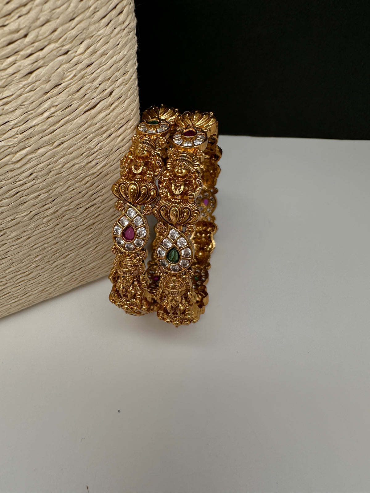 Matte Goddess Lakshmi  Kemp CZ Bangles - 2.8