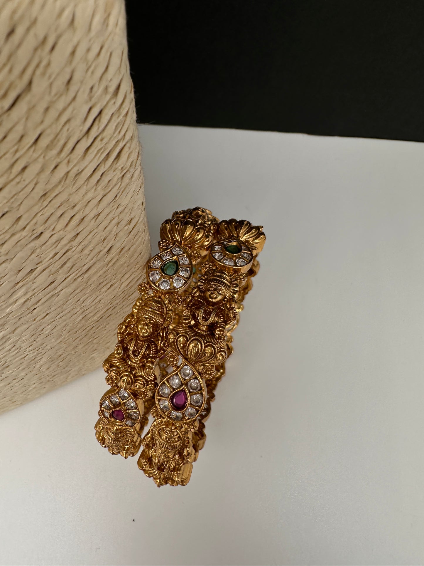 Matte Goddess Lakshmi  Kemp CZ Bangles - 2.8