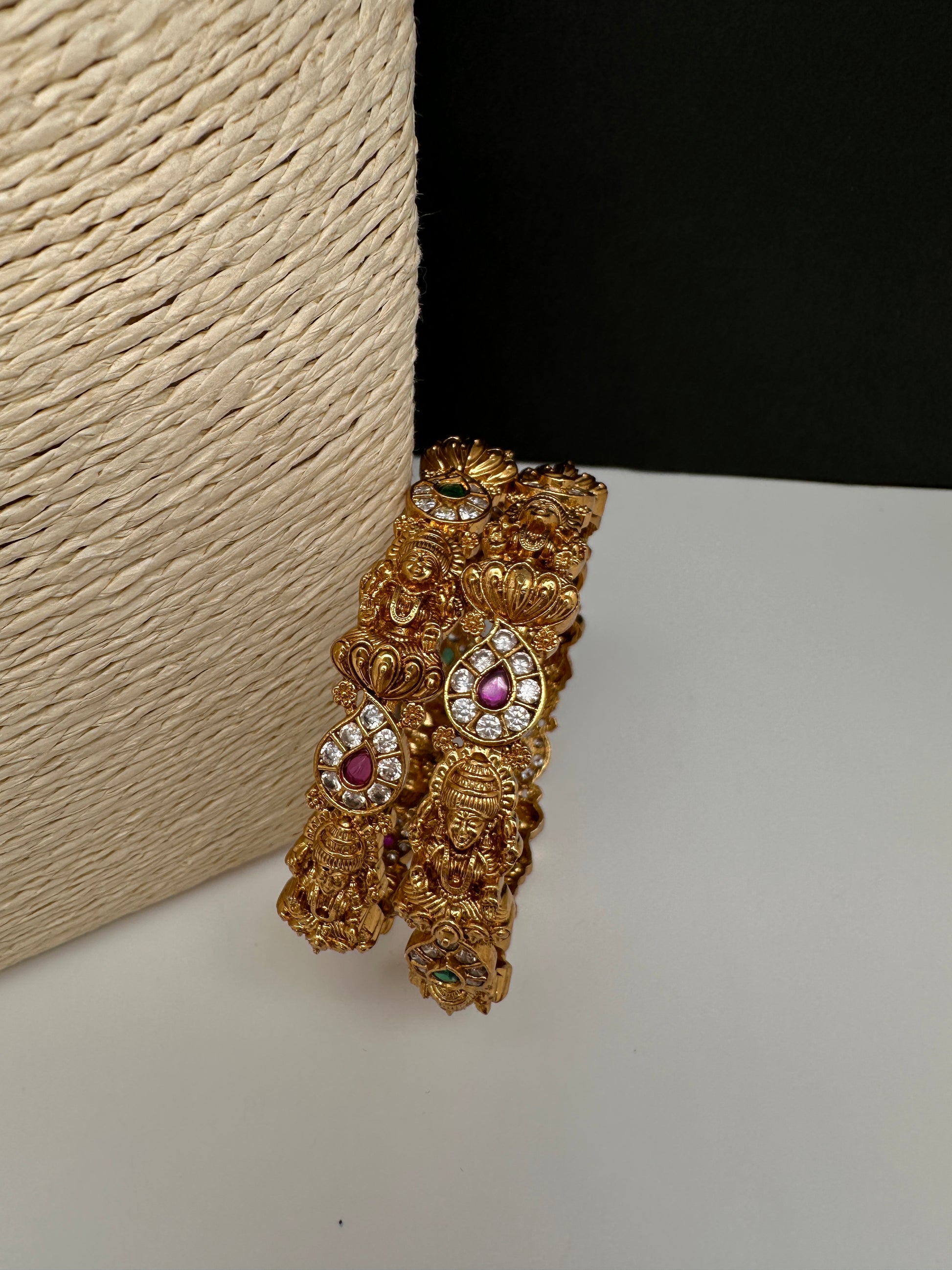 Matte Goddess Lakshmi  Kemp CZ Bangles - 2.8