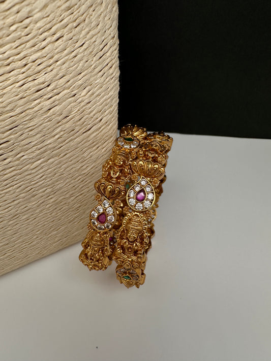 Matte Goddess Lakshmi  Kemp CZ Bangles - 2.8