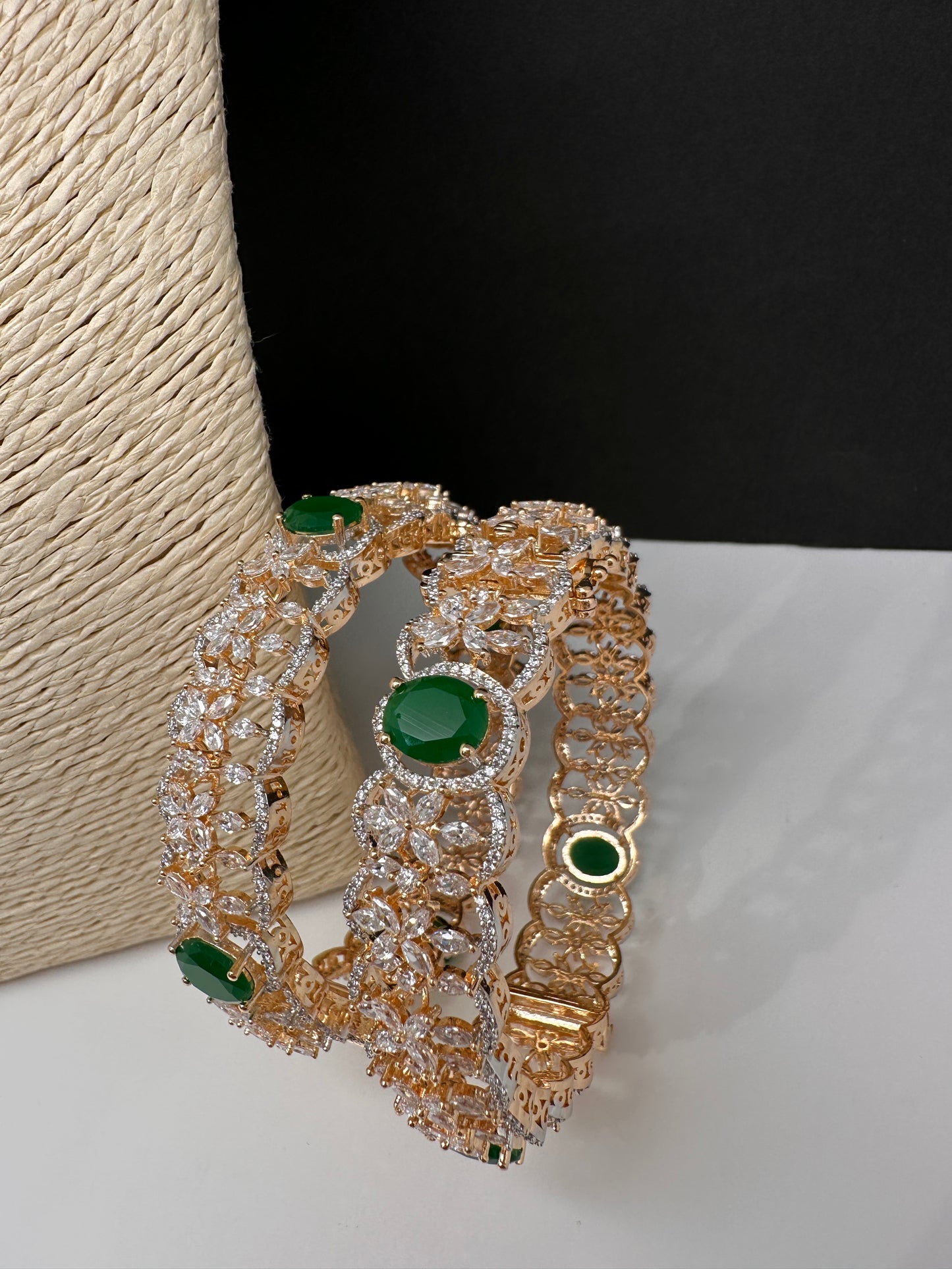 AD Marquise Emerald Green Openable Bangles - 2.8