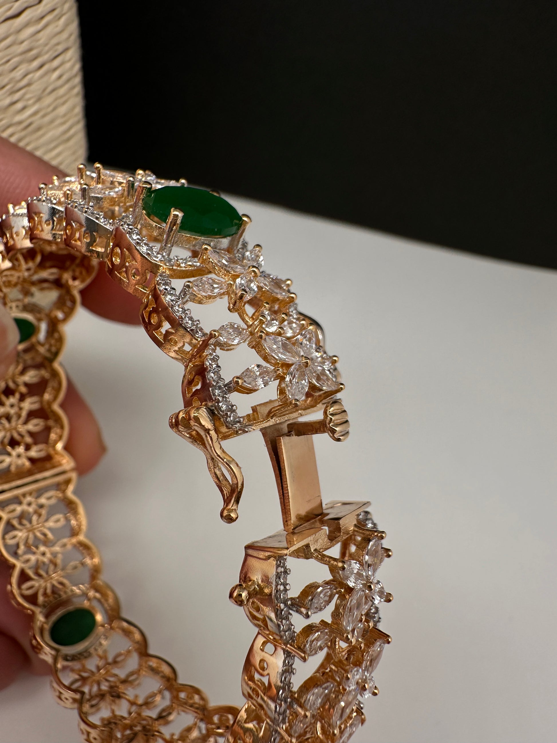 AD Marquise Emerald Green Openable Bangles - 2.8