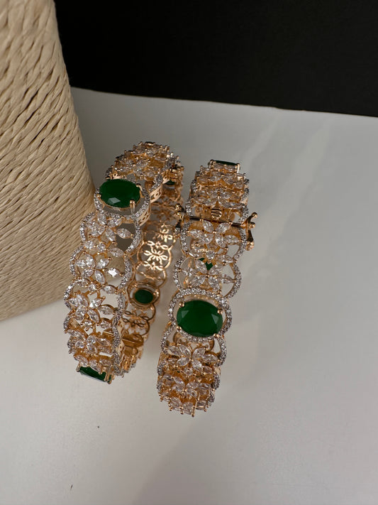 AD Marquise Emerald Green Openable Bangles - 2.8