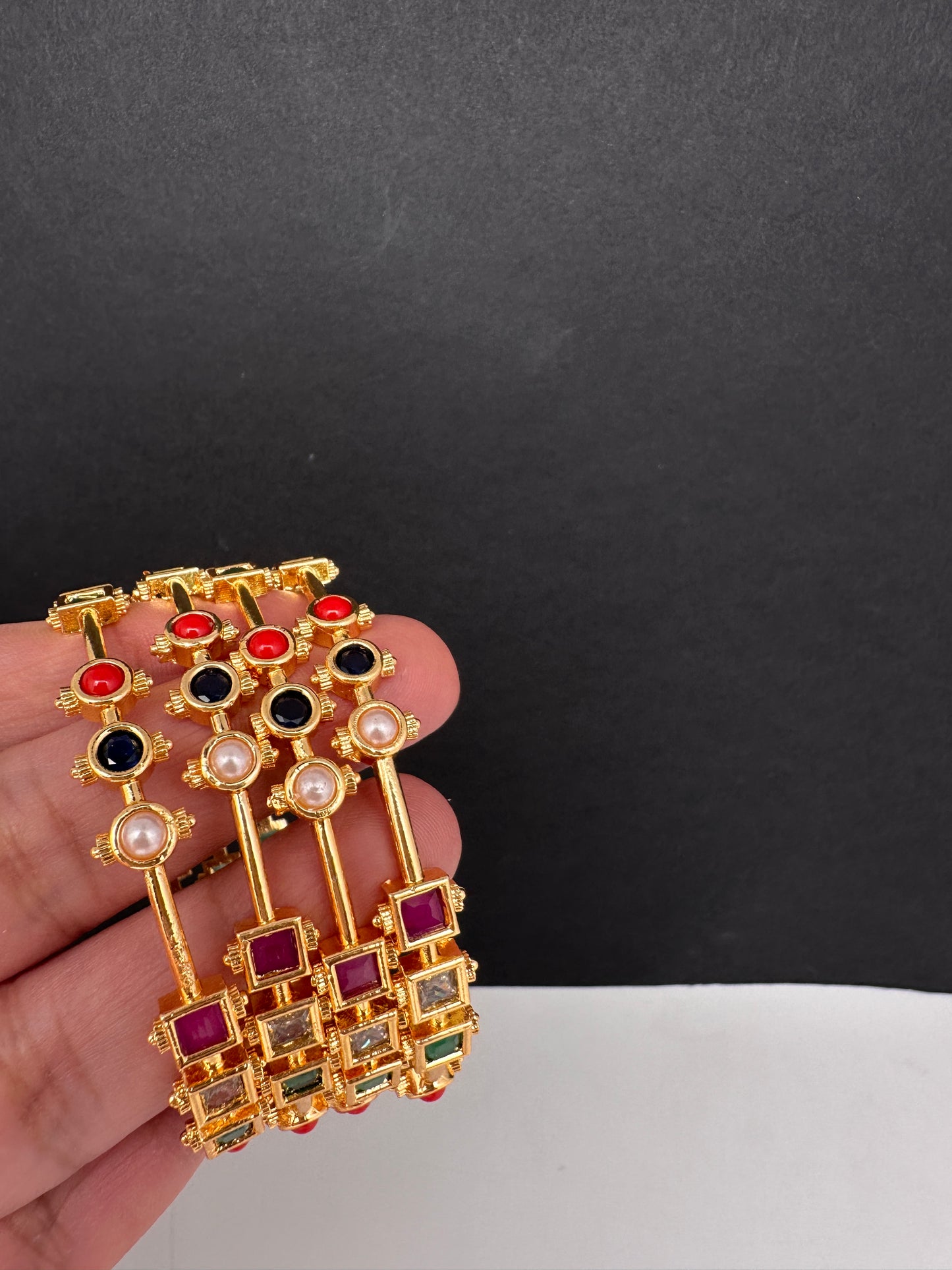 Navratan Multi Color Set of 4 Bangles - 2.8