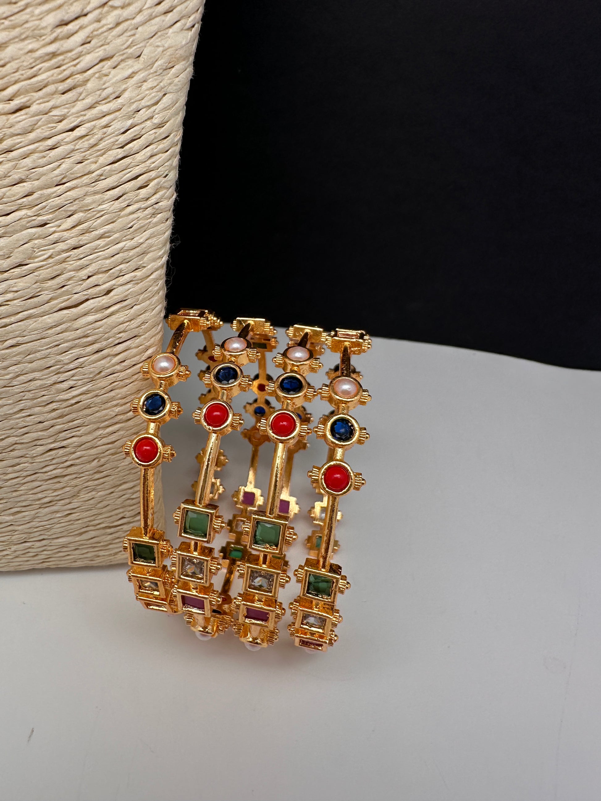 Navratan Multi Color Set of 4 Bangles - 2.8