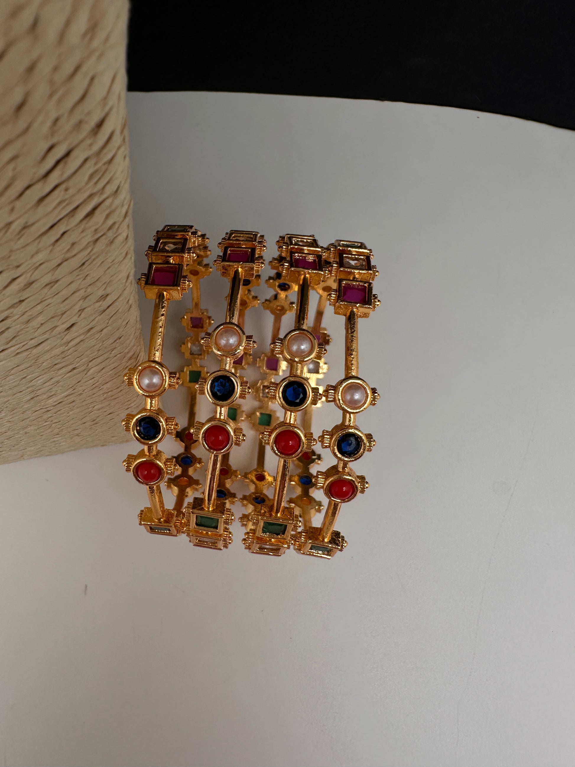 Navratan Multi Color Set of 4 Bangles - 2.8