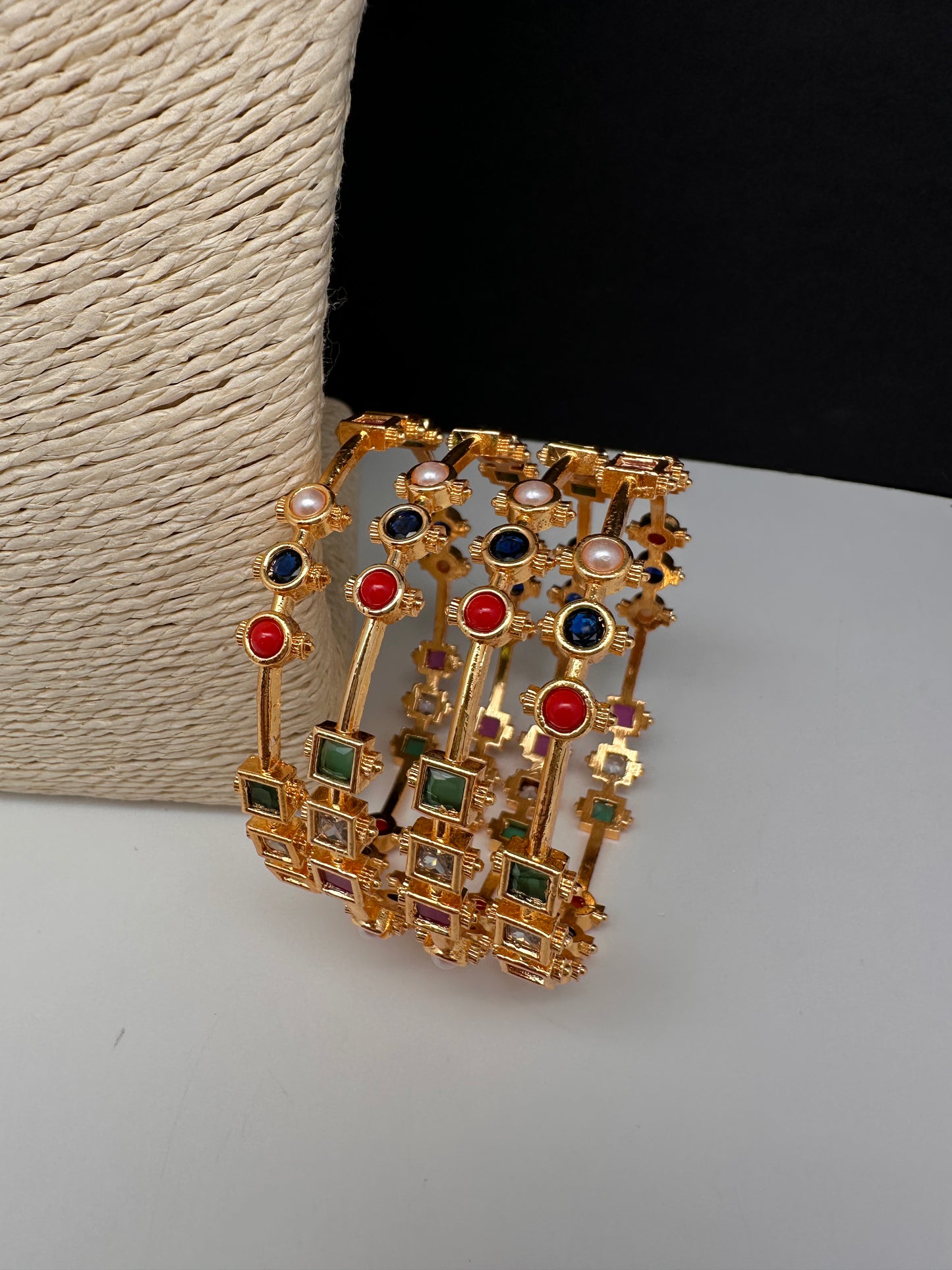 Navratan Multi Color Set of 4 Bangles - 2.8