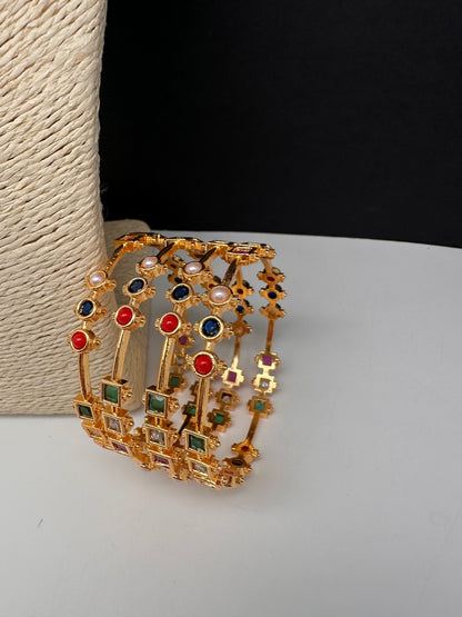 Navratan Multi Color Set of 4 Bangles - 2.8