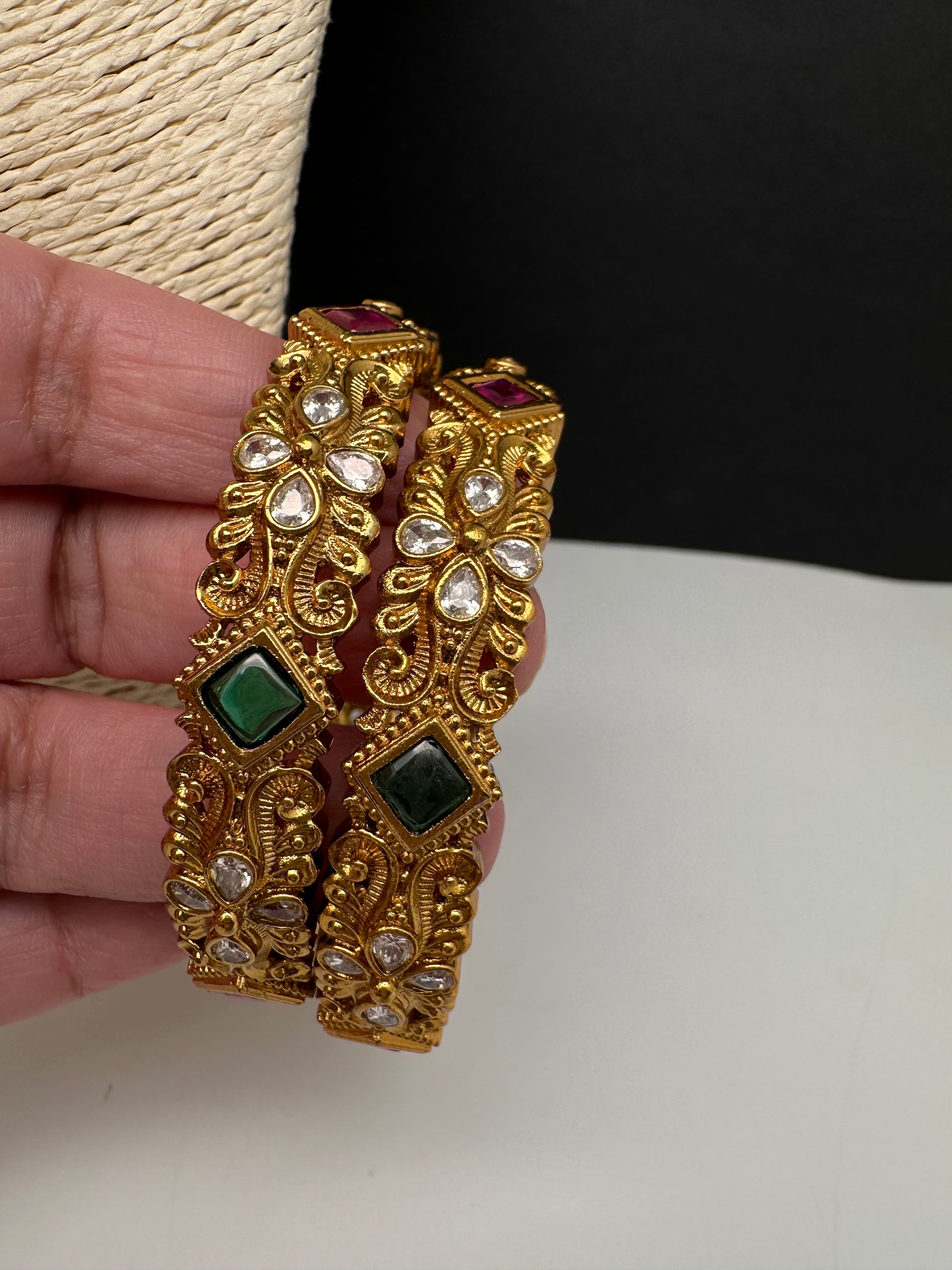 Matte Multi Stone Bangles - 2.8