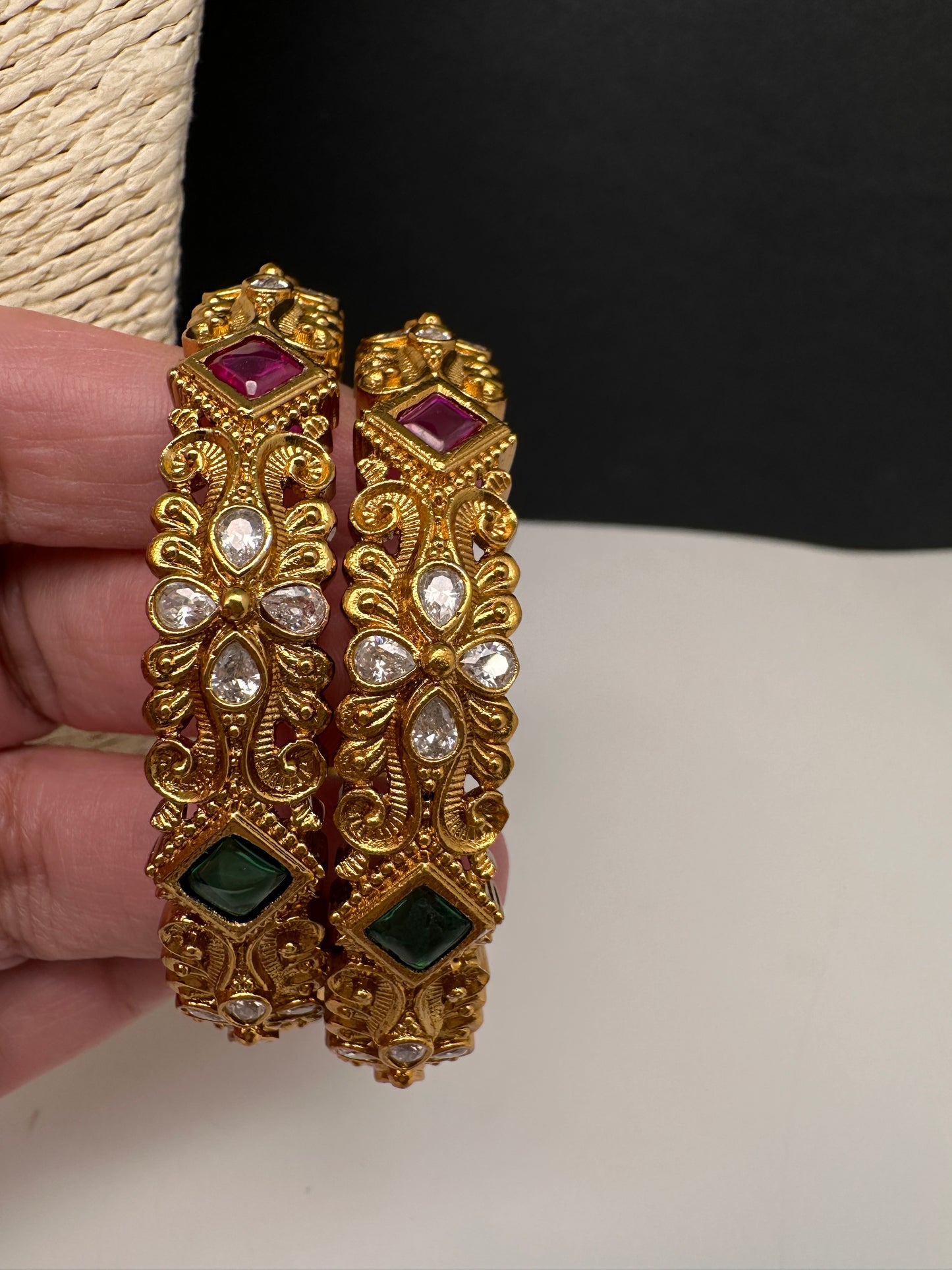 Matte Multi Stone Bangles - 2.8
