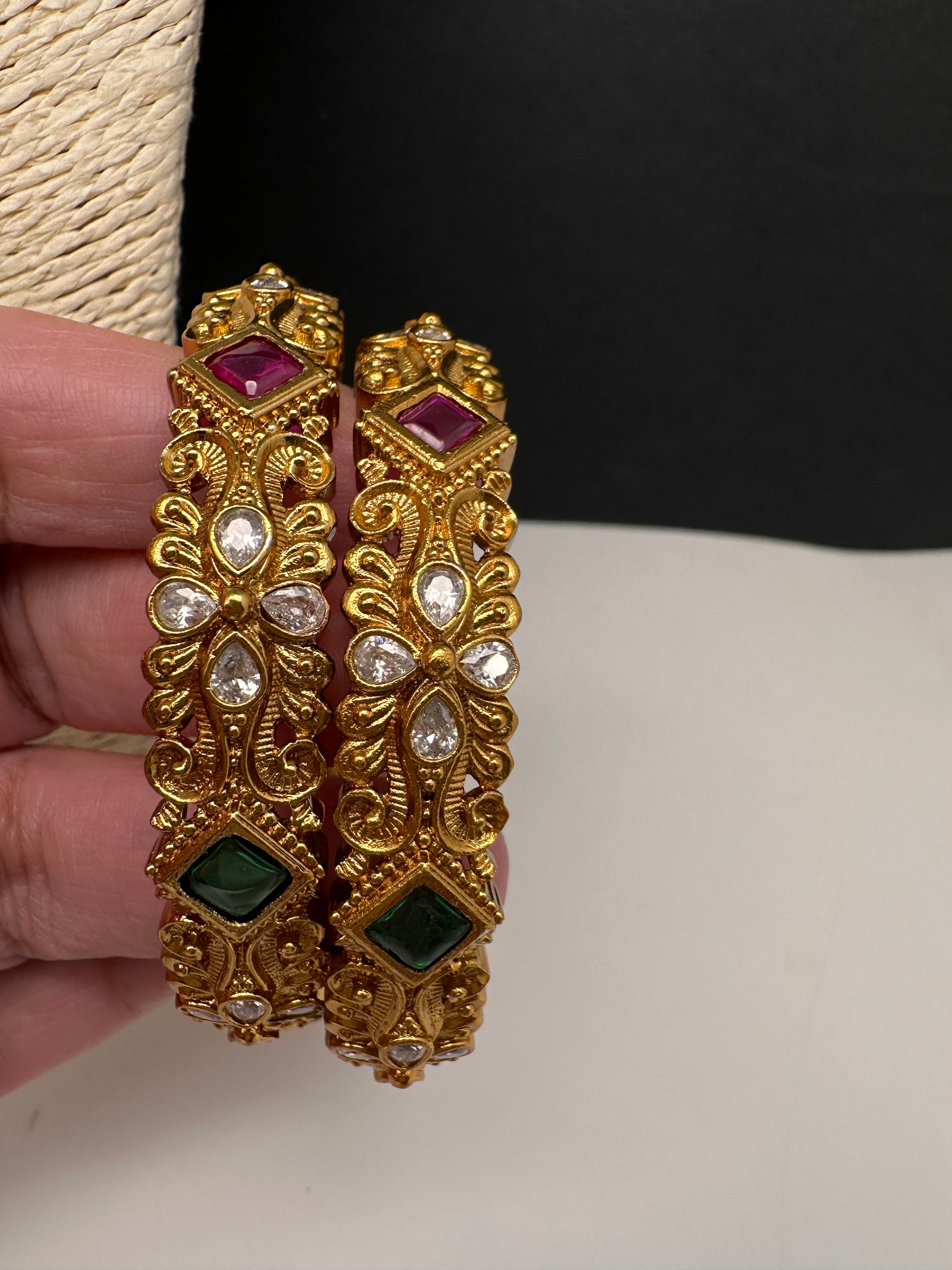 Matte Multi Stone Bangles - 2.8