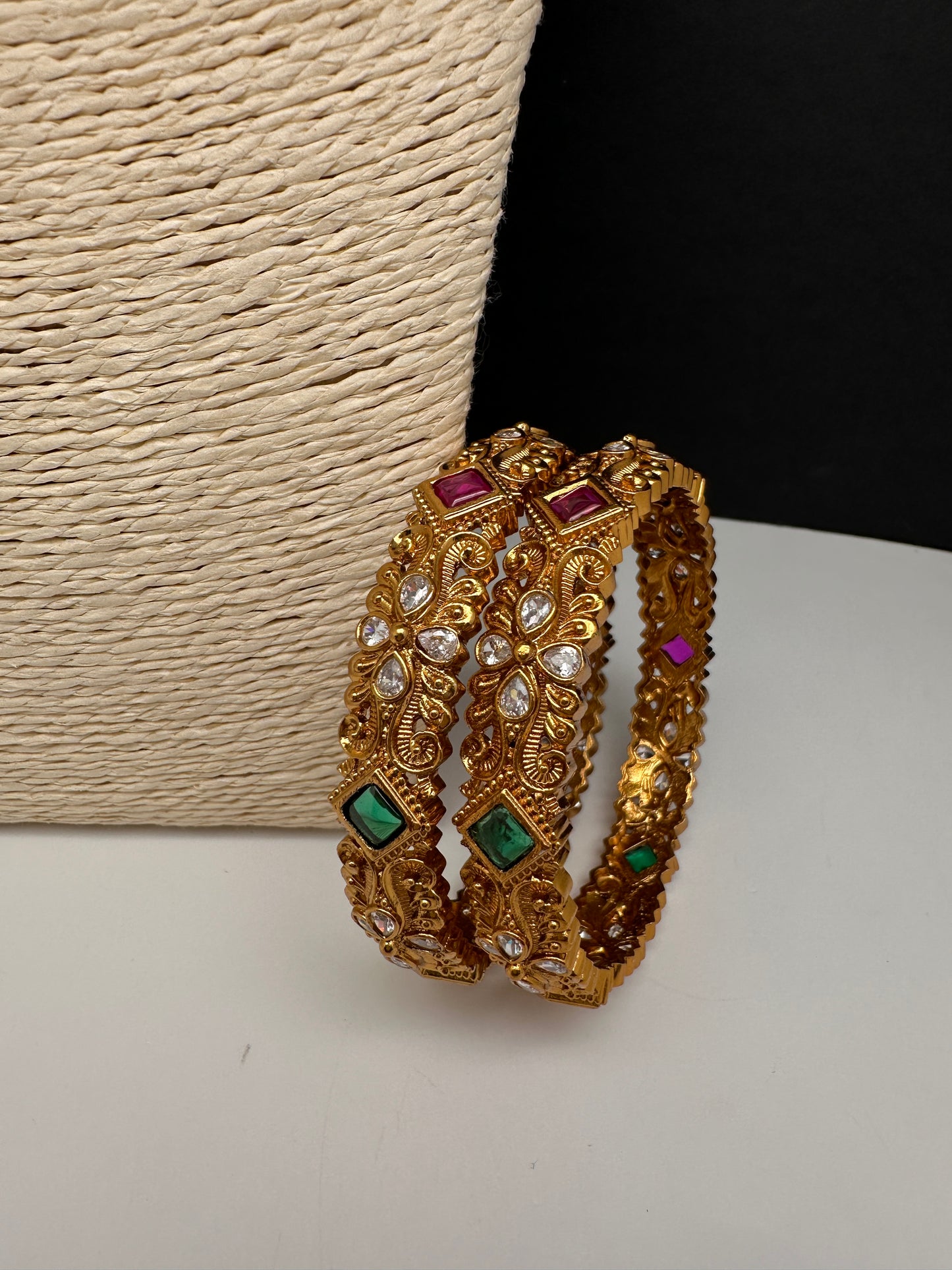 Matte Multi Stone Bangles - 2.8