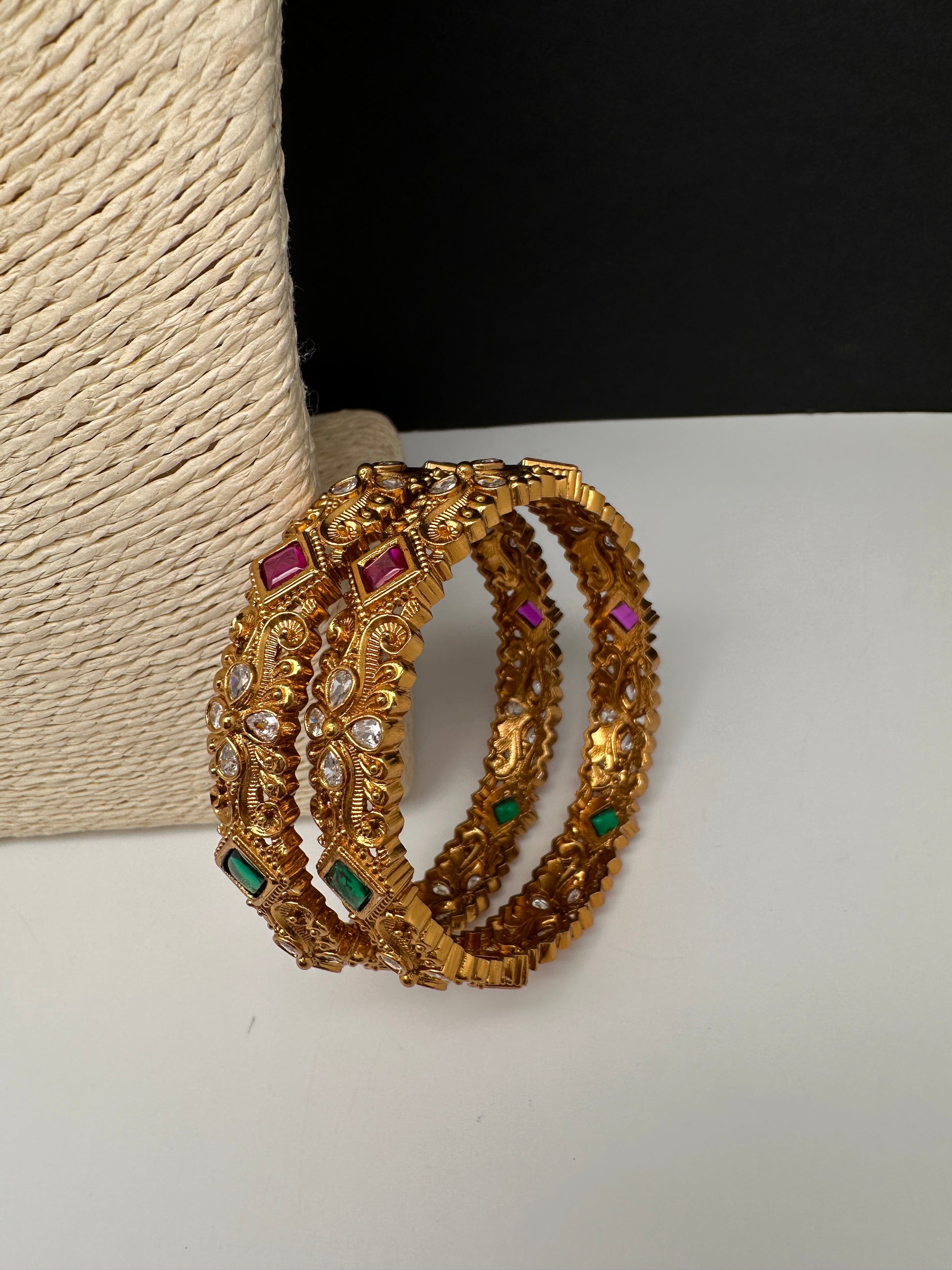 Matte Multi Stone Bangles - 2.8