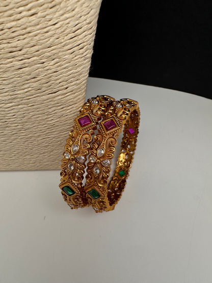 Matte Multi Stone Bangles - 2.8