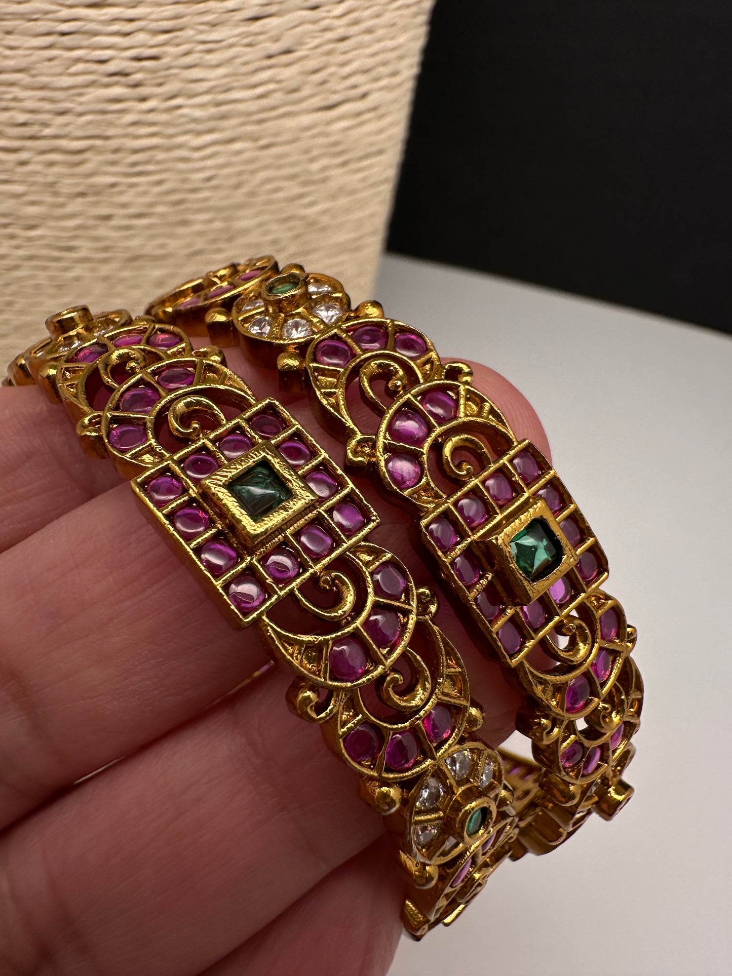 Matte Kempu CZ Bangles - 2.8