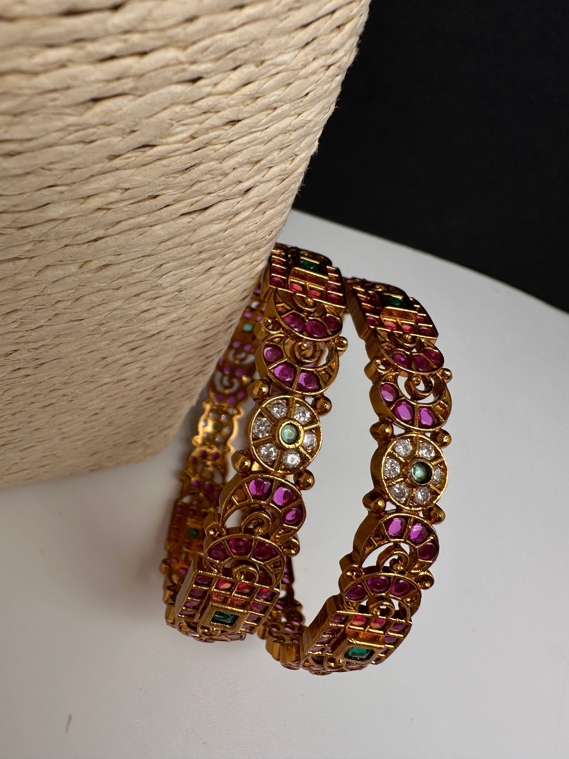 Matte Kempu CZ Bangles - 2.8