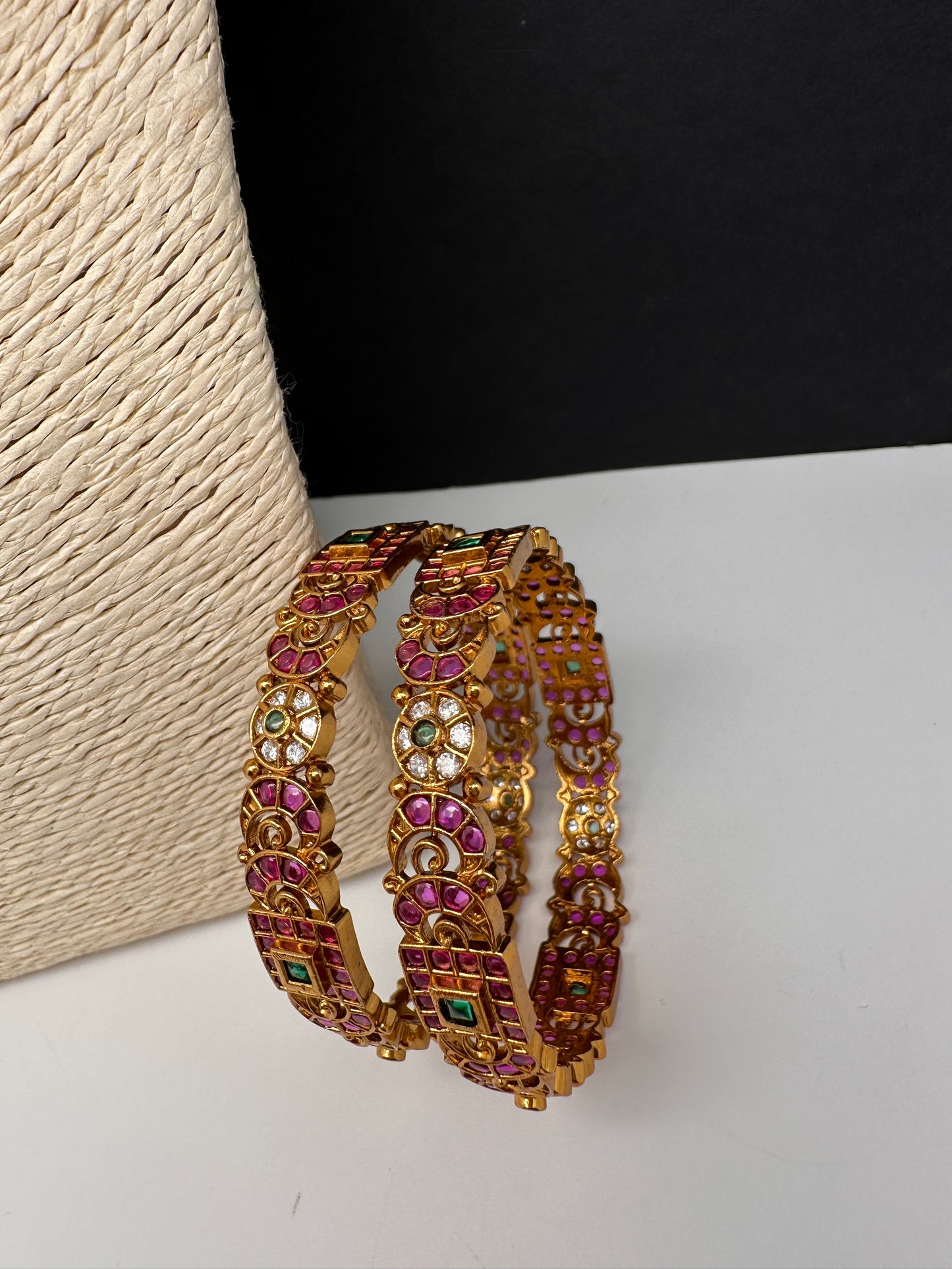 Matte Kempu CZ Bangles - 2.8