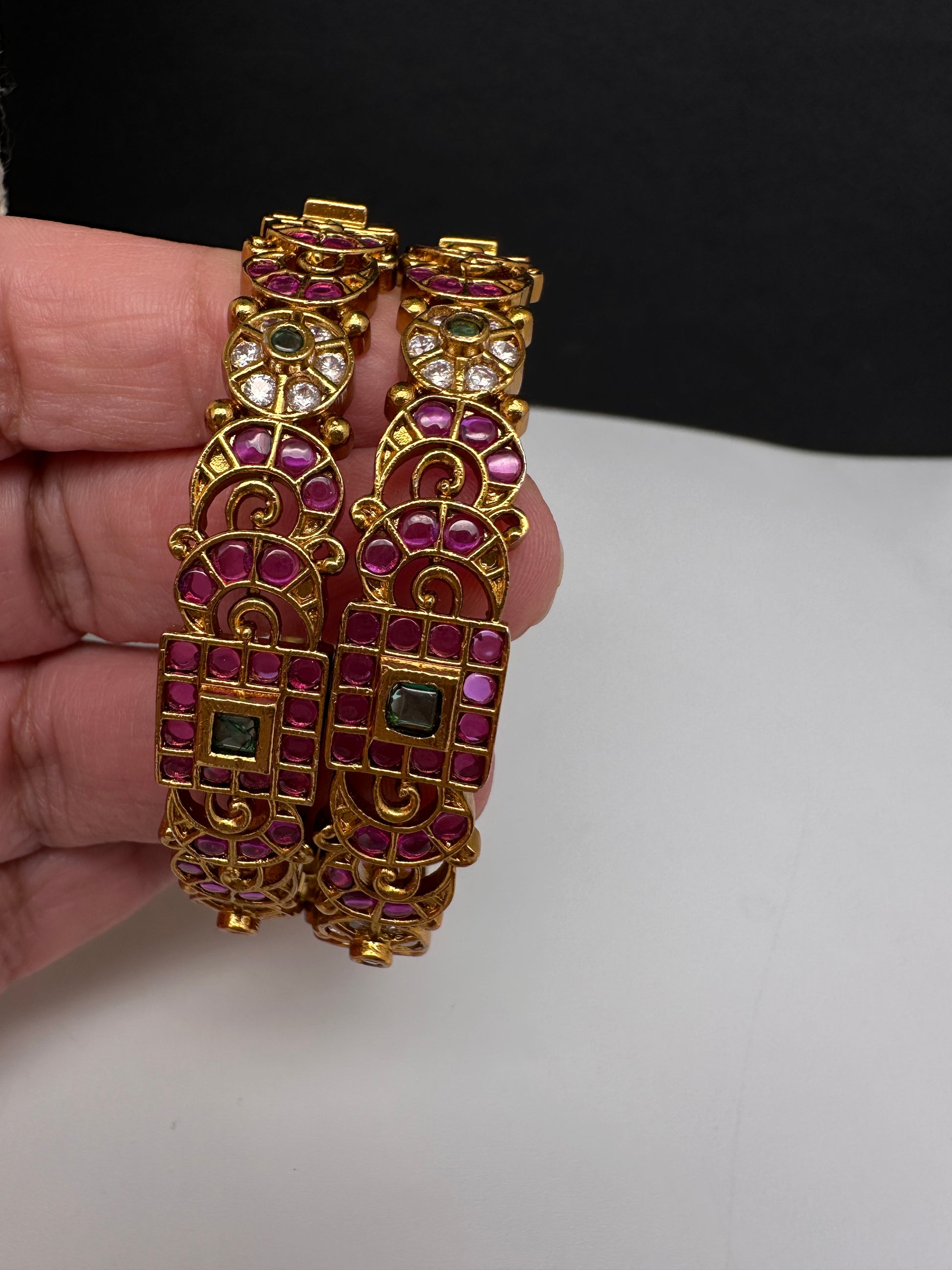 Matte Kempu CZ Bangles - 2.8